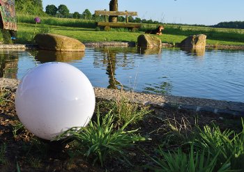 Garten Kugelleuchte Erdspieß "CT-GL30cm", IP44, 230V, 1,5m Kabel, E27 Fassung