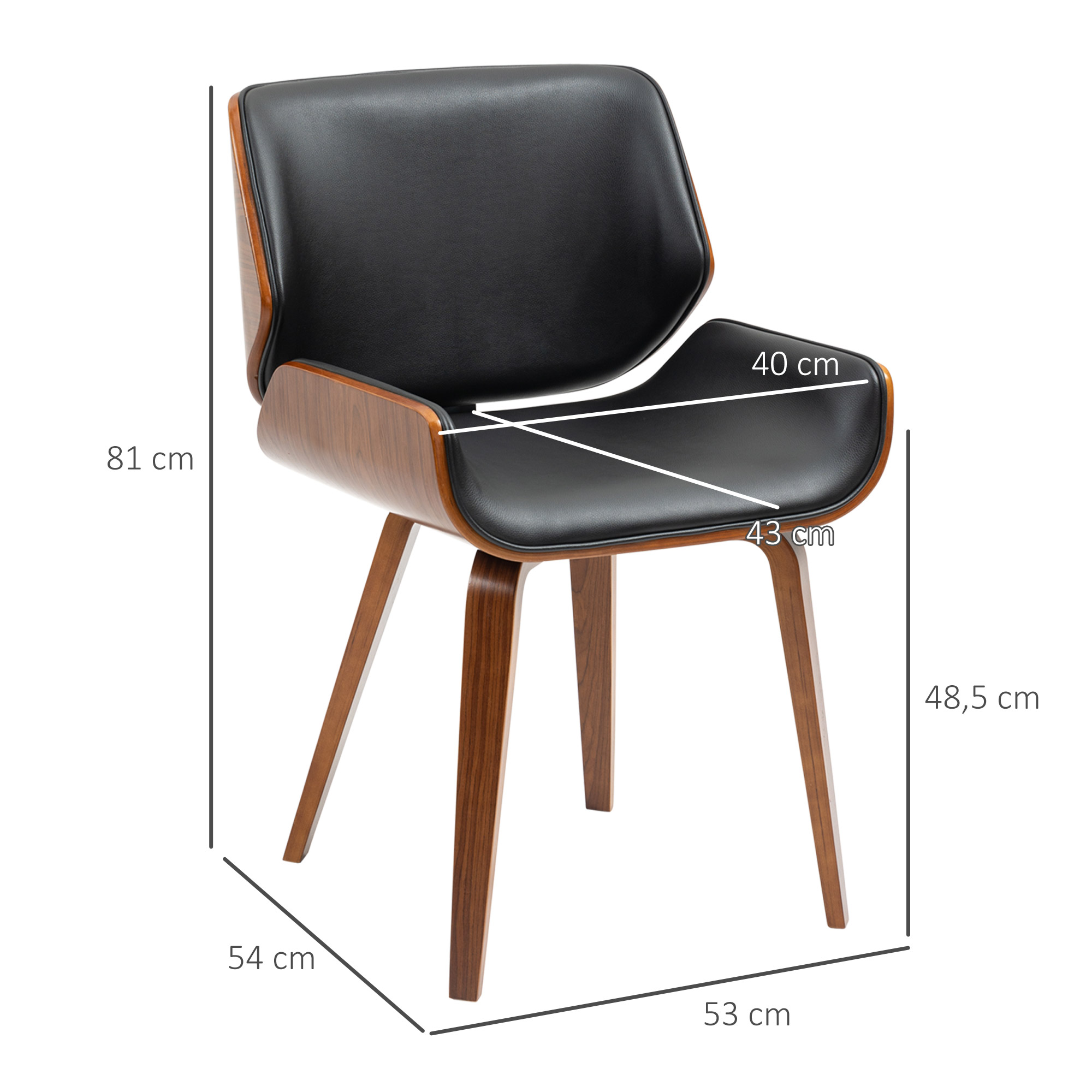 2er-Set Vintage-Esszimmerstühle, Holz, Stoffbezug, Schaumstoff, Schwarz