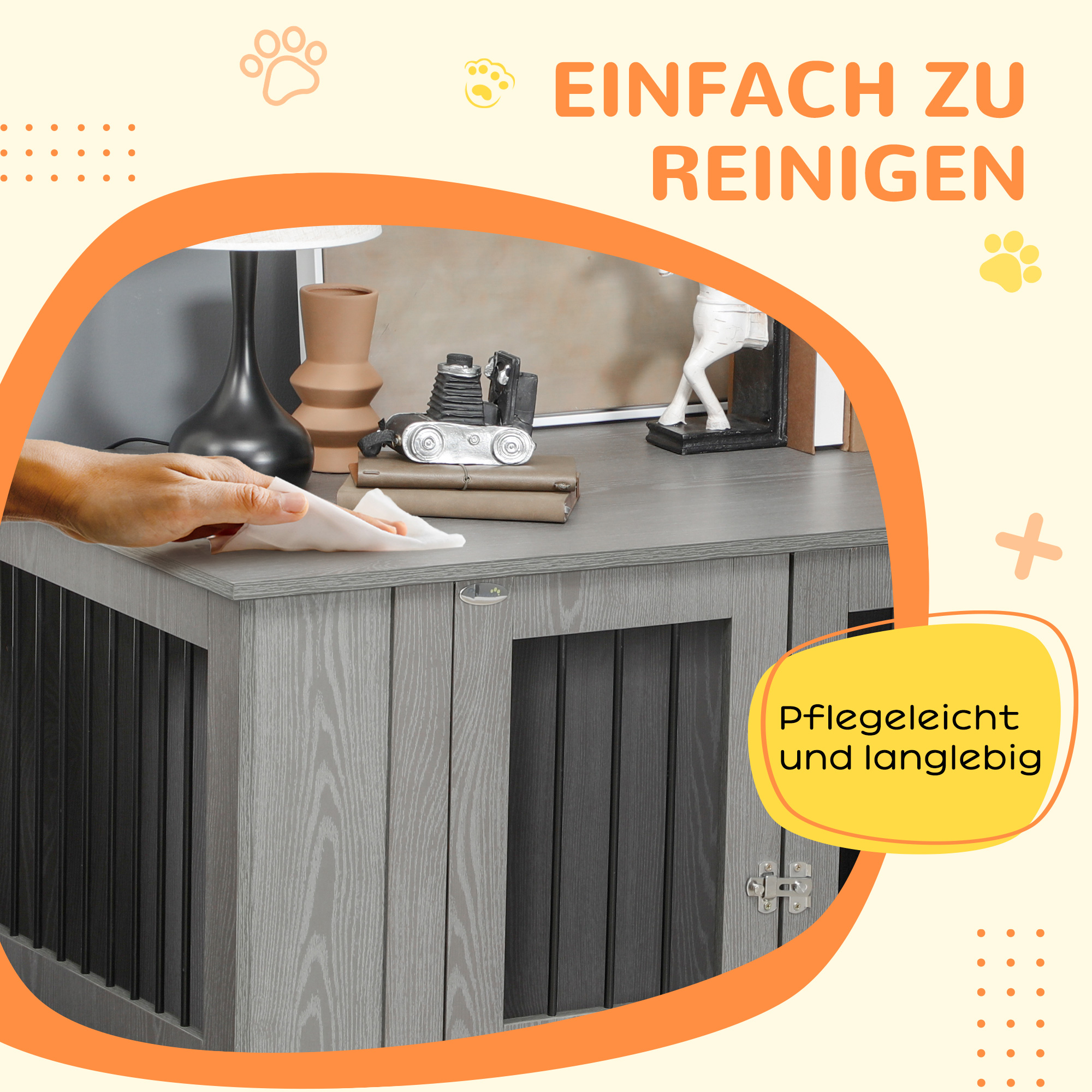 Hundekäfig Hundebox, 2 Türen, inkl, Verriegelung,116 cm x 60 cm x 87 cm, Grau