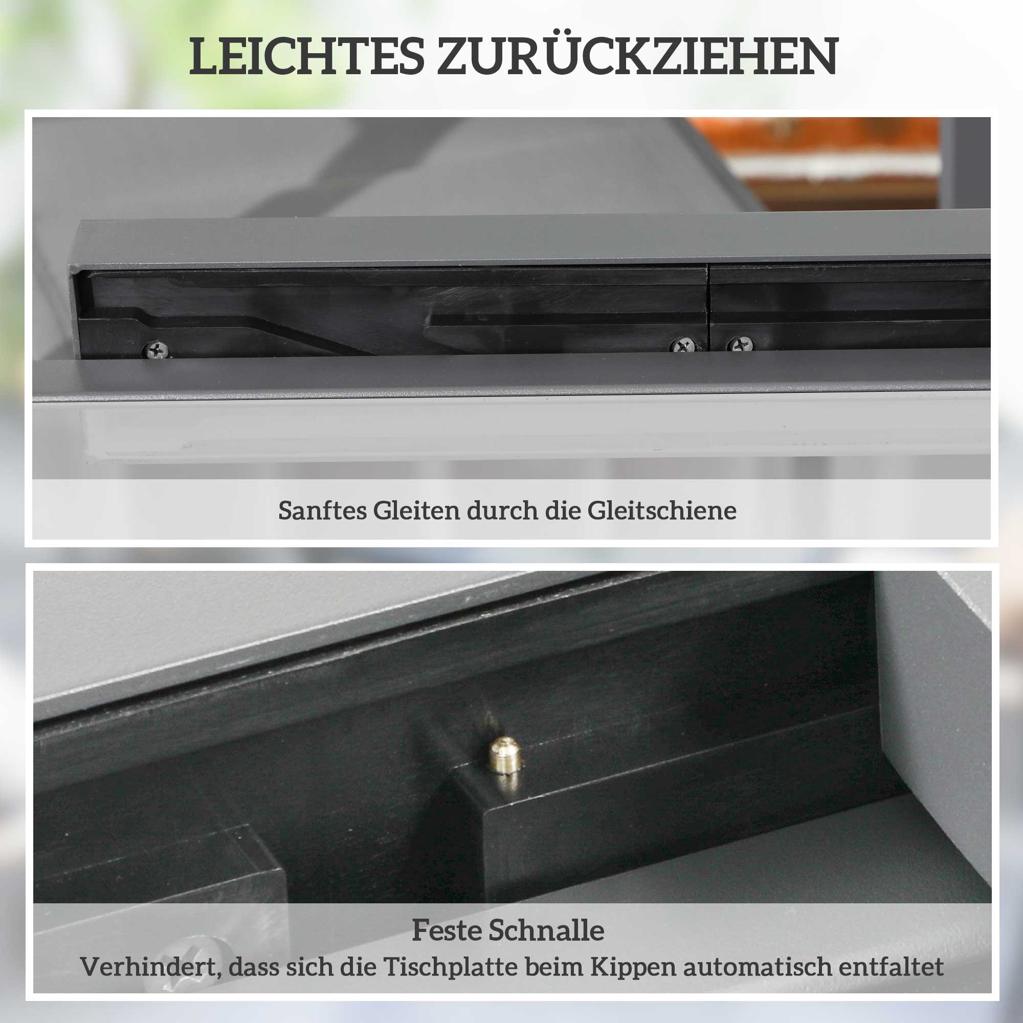 Gartentisch ausziehbar Outdoortisch Erweiterbarer Buffettisch, wetterbeständig, 160 cm × 80 cm × 75 cm, Schwarz