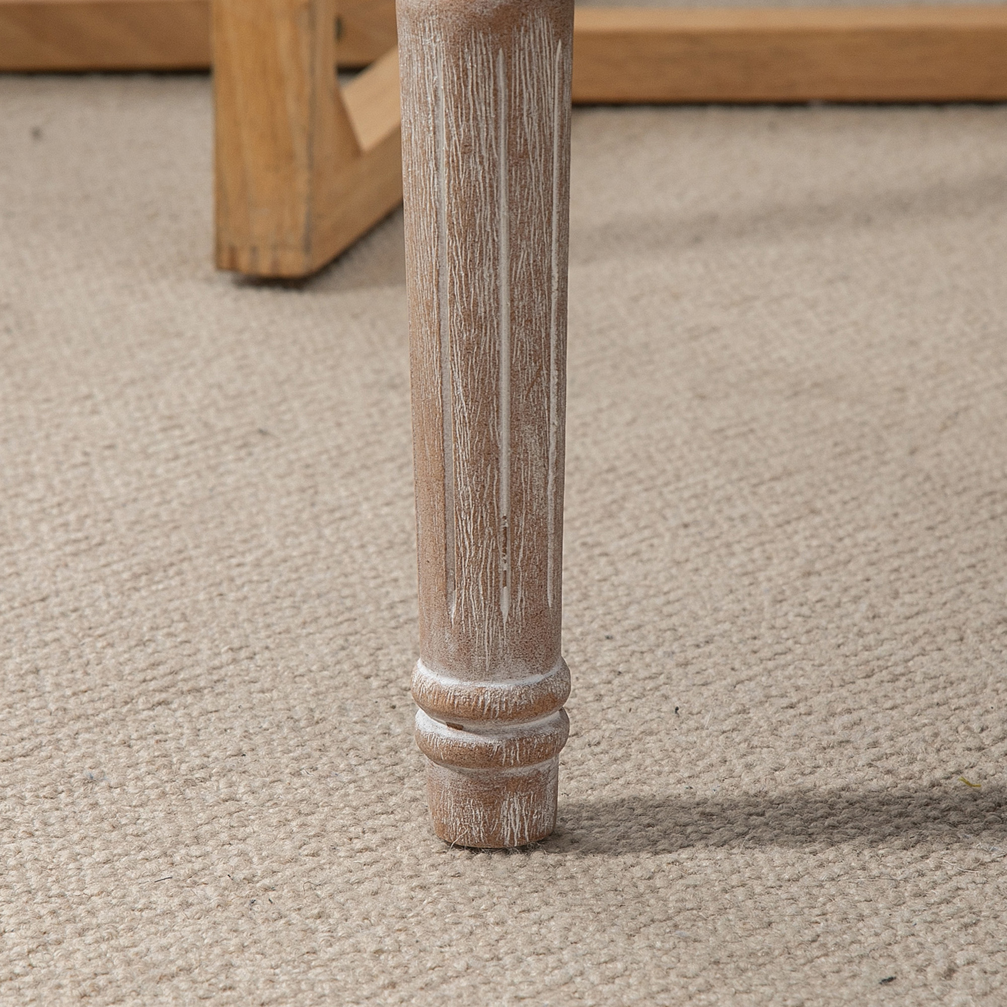 Gepolsterter Sitzhocker, Polsterbank, Fußhocker, Holz und Stoffbezug in Leinenoptik, 80L x 40B x 43H cm, Cremeweiß