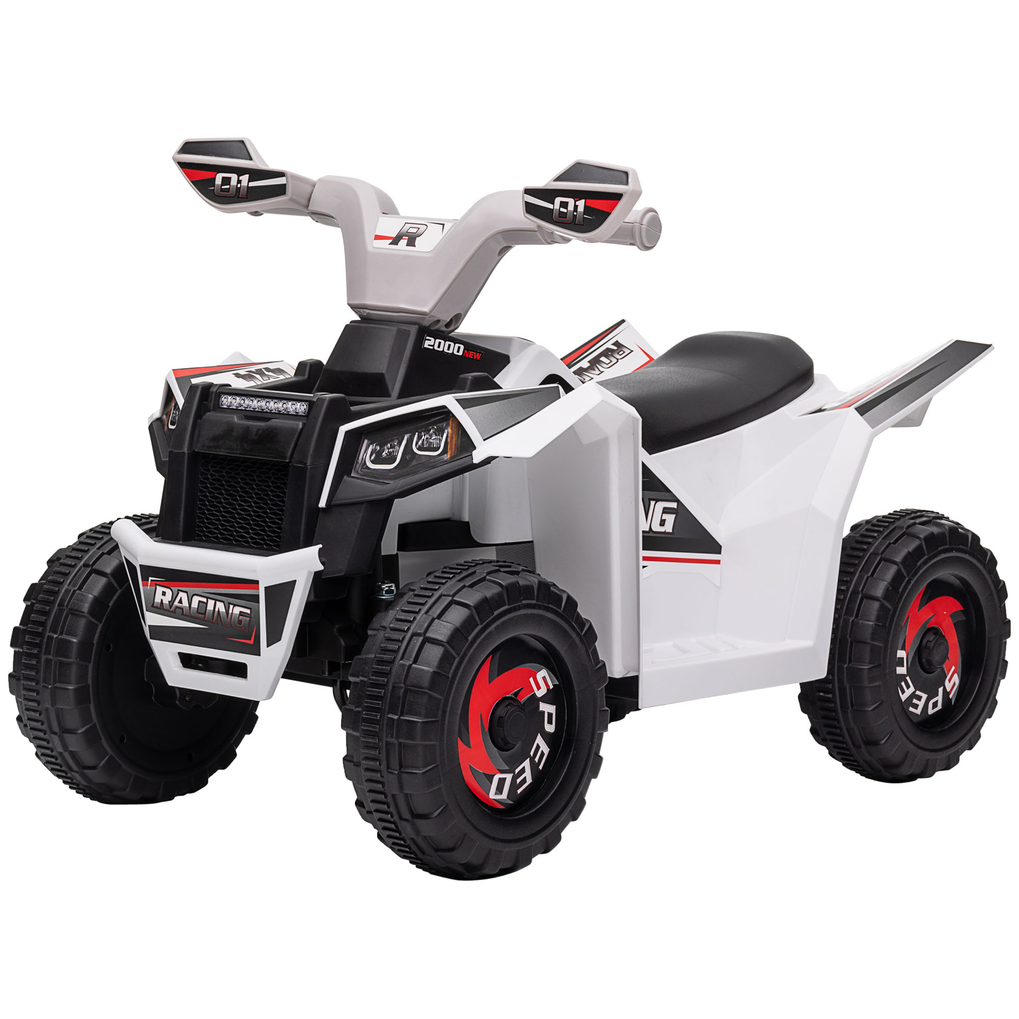 Kinderquad, 2,5 km/h, Vorwärts- & Rückwärtsgang, für 18-36 Monate, Weiß