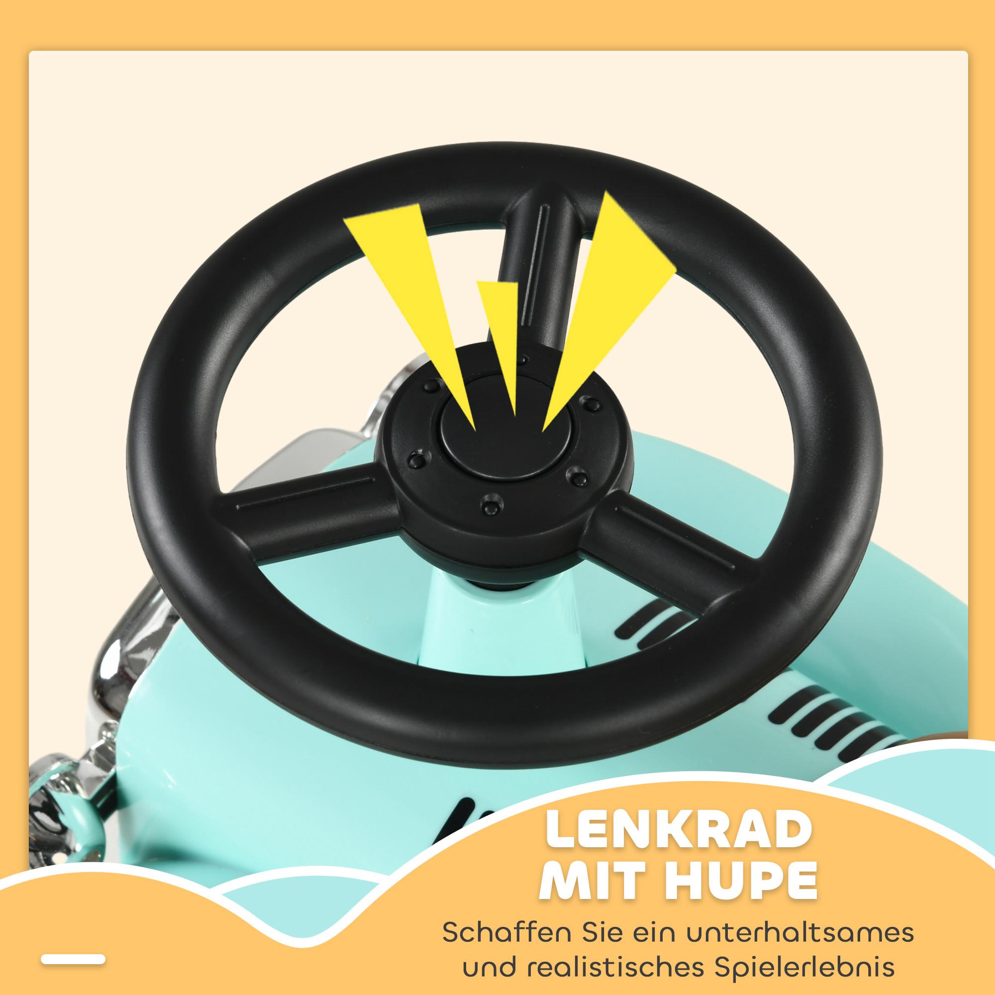 Kinder Rutschauto, Vintage-Design, versteckter Stauraum, Kippschutz, Hupe, 12-36 Monate, Grün