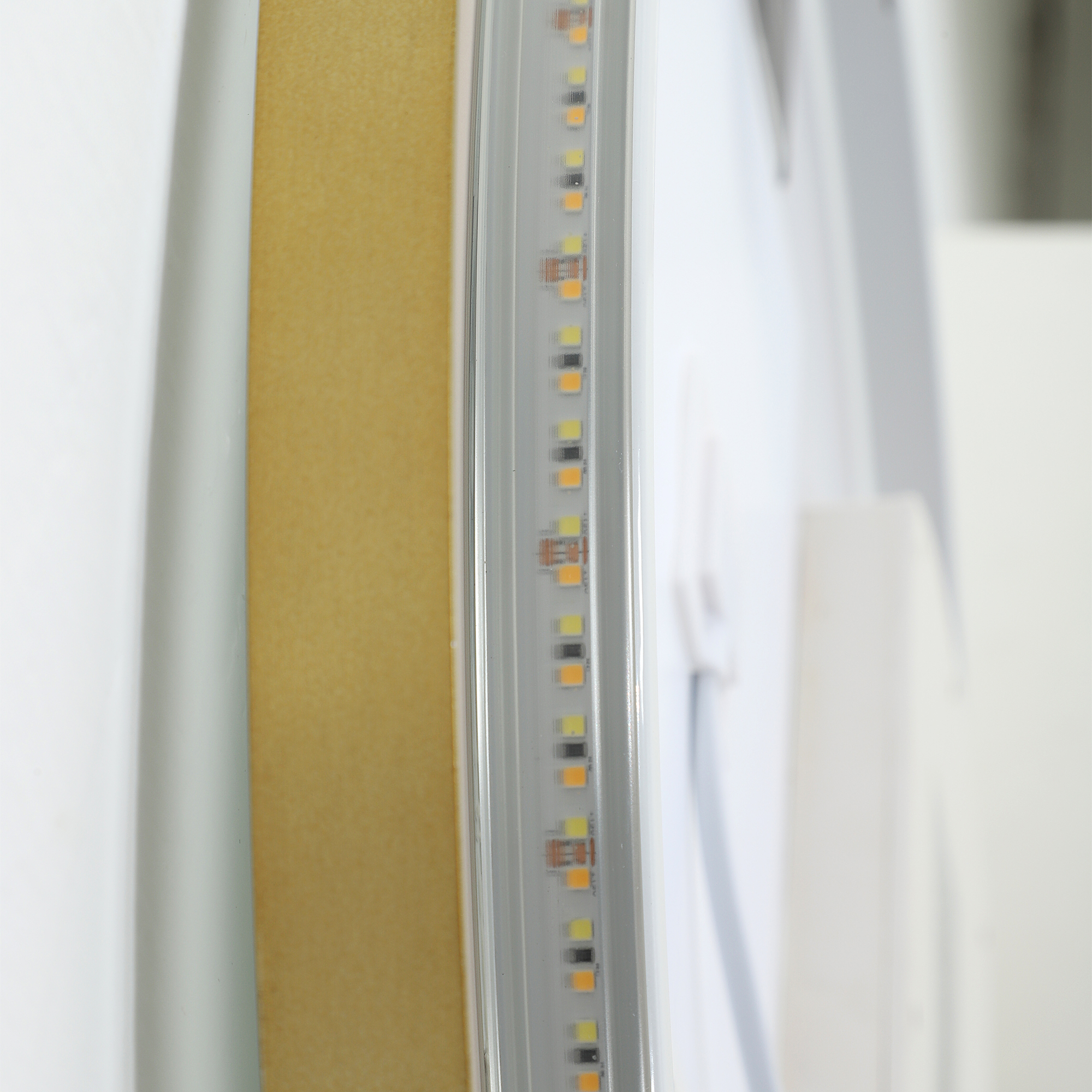 Runder Badezimmerspiegel mit LED-Lichtern, Badspiegel mit Anti-Beschlag-Funktion, Touch-Bedienung, Display
