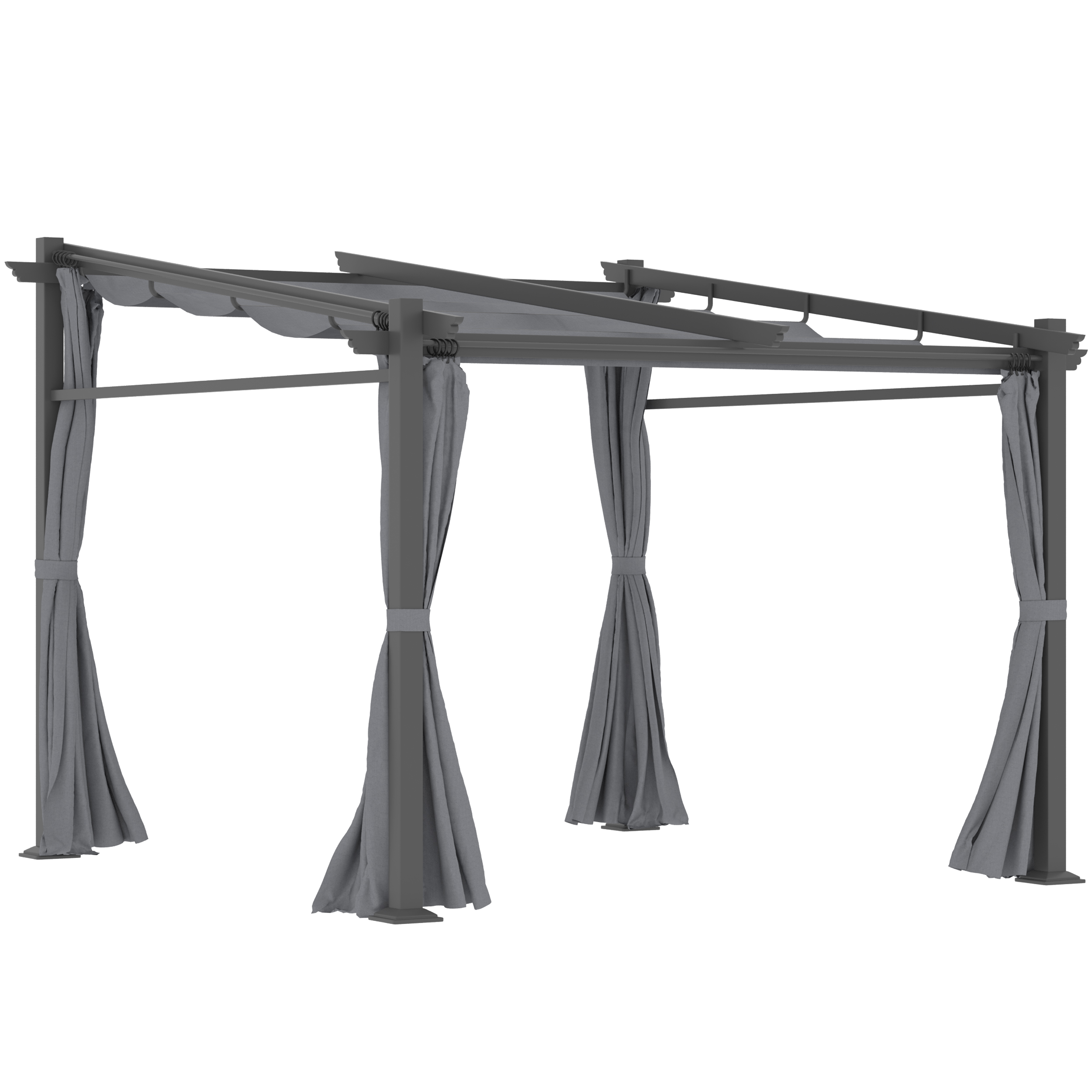 Pergola, inklusive Befestigungsmaterial, ausziehbares Dach, 2.,97 m x 2,95 m x 2,3 m, Dunkelgrau