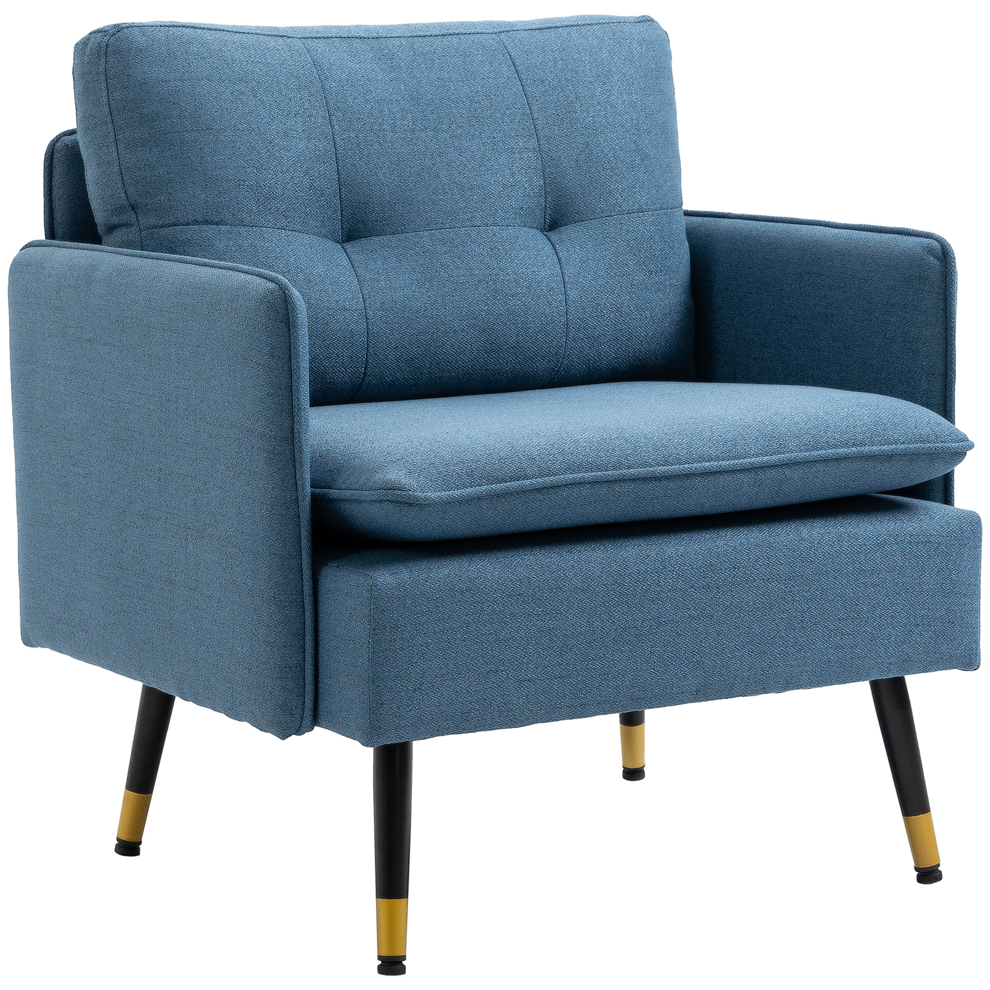 Akzentsessel mit Knopfheftung, Polstersessel, abnehmbare Polster, Schwarz + Gold + Blau Akzentsessel mit Knopfheftung, Polstersessel, abnehmbare Polster, Schwarz + Gold + Blau