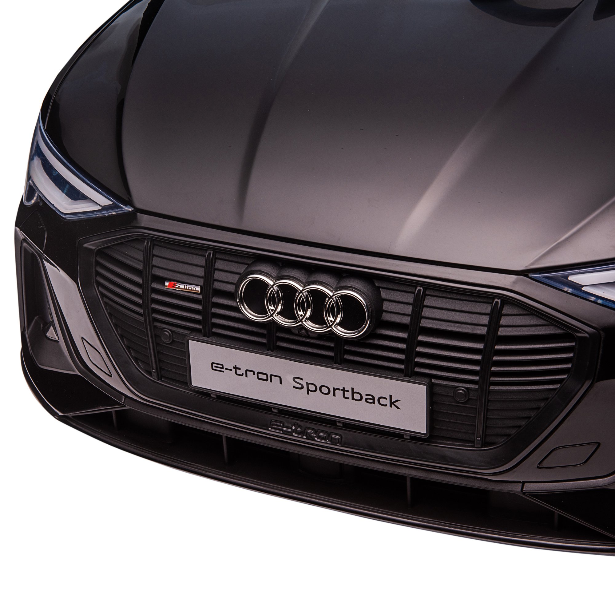 Kinderfahrzeug Audi E-tron Elektroauto mit Fernbedienung, Sicherheitsgurt, Musik (MP3/USB/TF), Kinderfahrzeug für Kinder 3-5 Jahre, 3-5 km/h, Schwarz