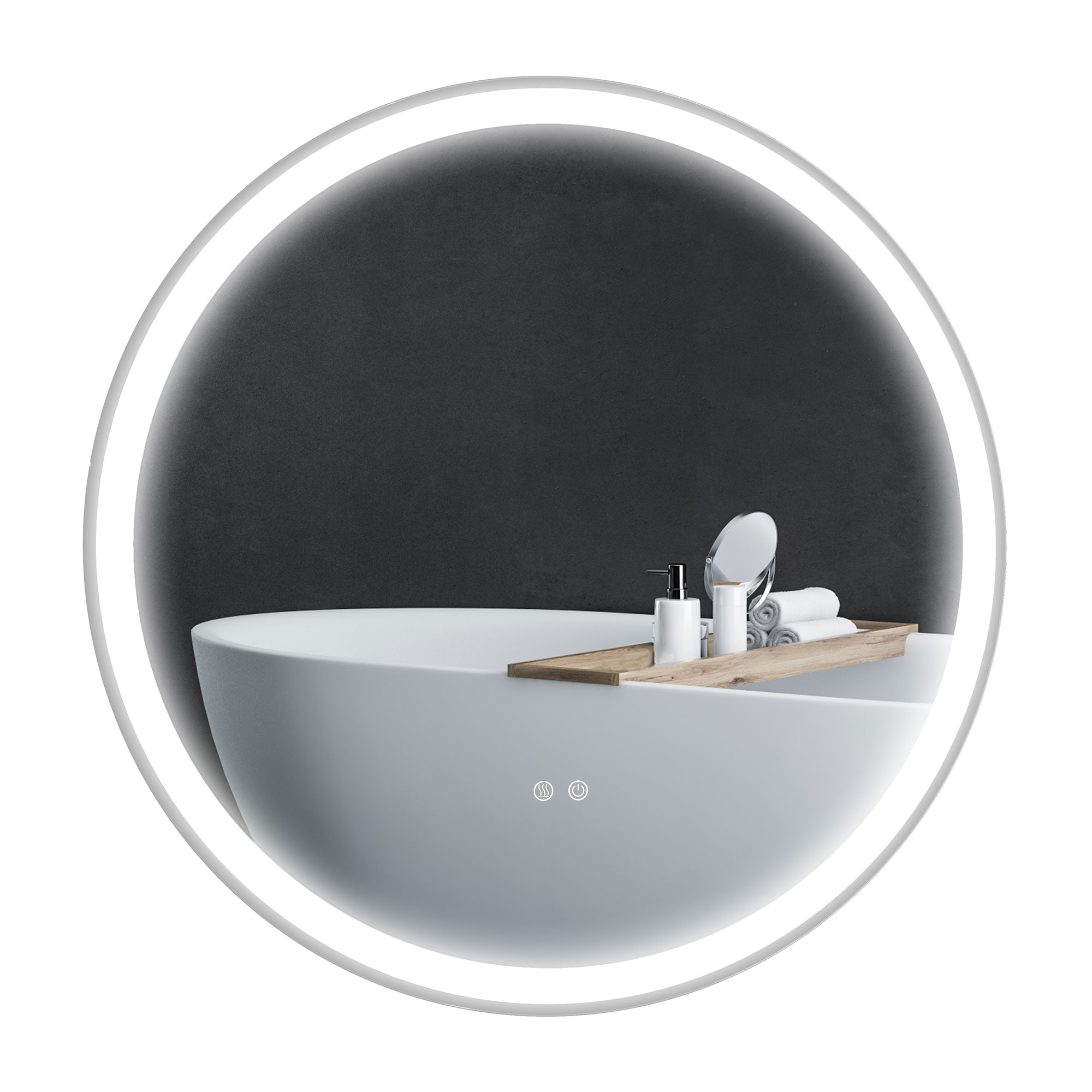 Badezimmerspiegel Badspiegel Runder Spiegel, LED- Licht, Touch-Funktion, kein Beschlagen, 60 x 60 cm Badezimmerspiegel Badspiegel Runder Spiegel, LED- Licht, Touch-Funktion, kein Beschlagen, 60 x 60 cm