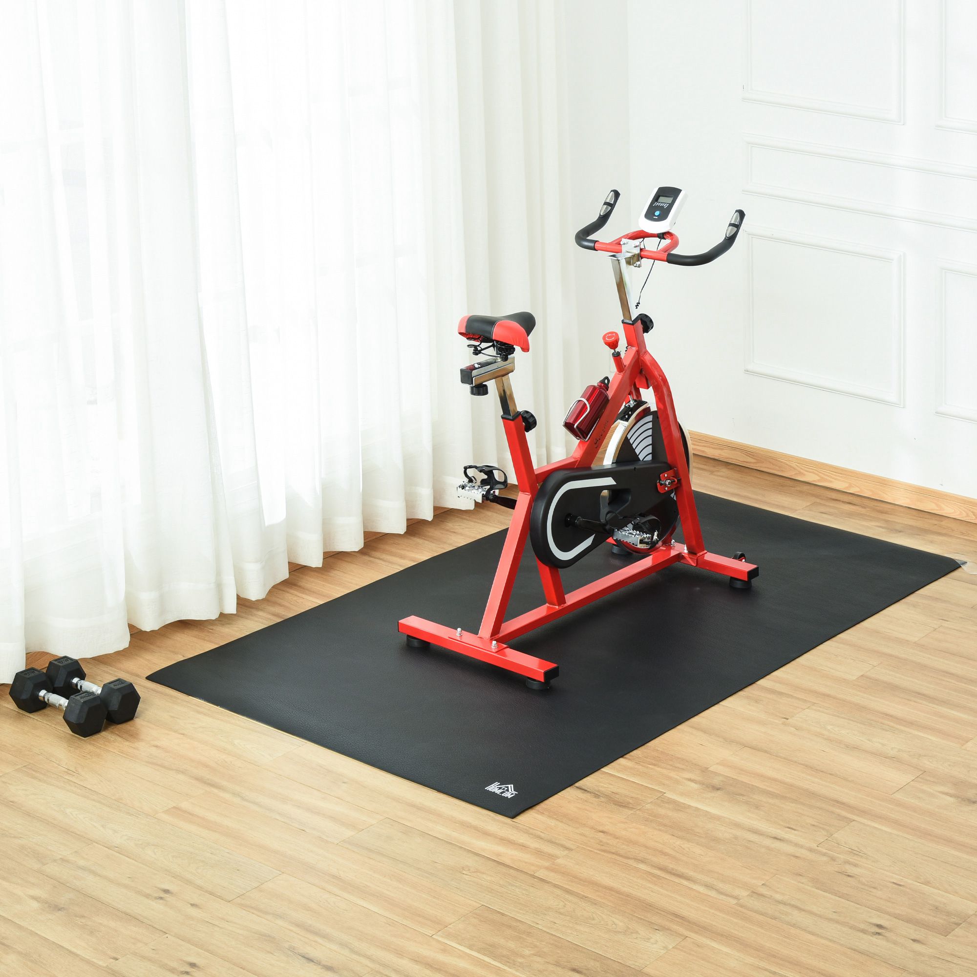 Bodenschutzmatte für Fitnessgeräte rutschfest Fitnessmatte 6 mm Dicke Unterlegmatte Sportmatte Multifunktionsmatte für Yoga Laufband Heimtrainer Yogamatte Bodenmatte 180x90 cm Schwarz
