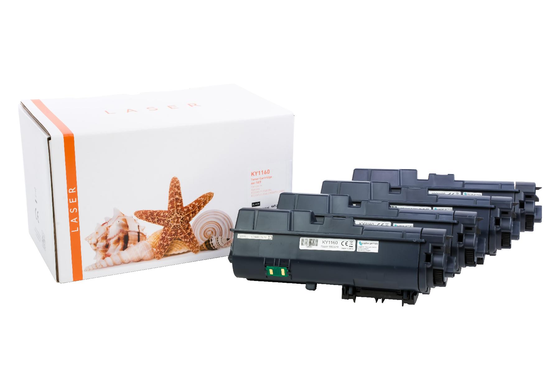 4er Set  TK1160 alternativ Toner schwarz für Kyocera / TK1160 / 4x7.200 Seiten