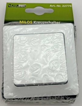 MILOS Kreuzschalter weiß matt, 250V~/ 10A, inkl. Rahmen, UP