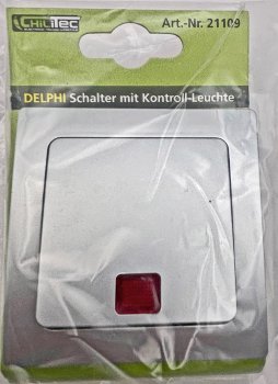 DELPHI Kontroll-Schalter mit Lämpchen, 250V~/ 10A, UP, silber