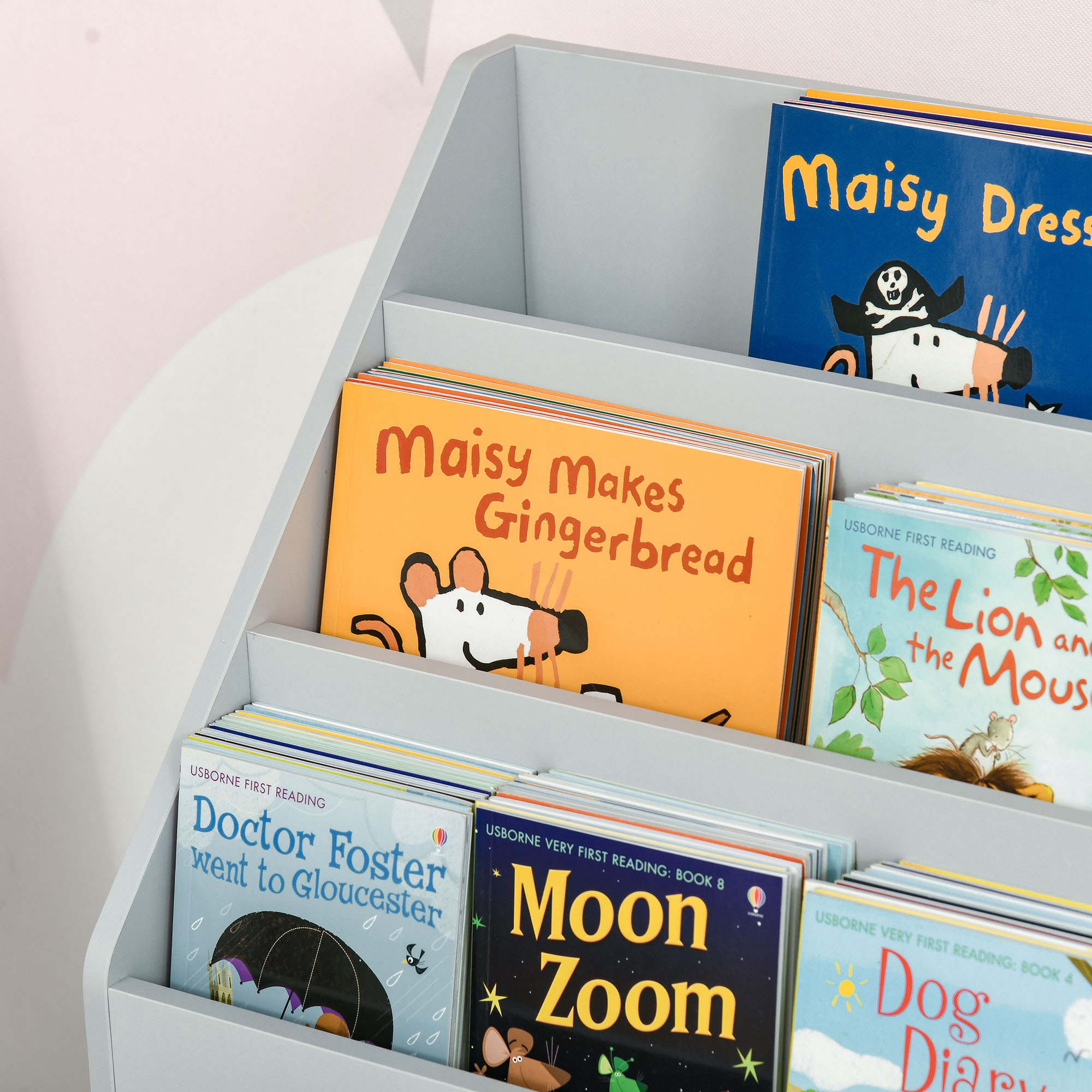 Kinderregal mit Schublade, Bücherregal mit Fächern, 60 x 29,9 x 90 cm, Grau