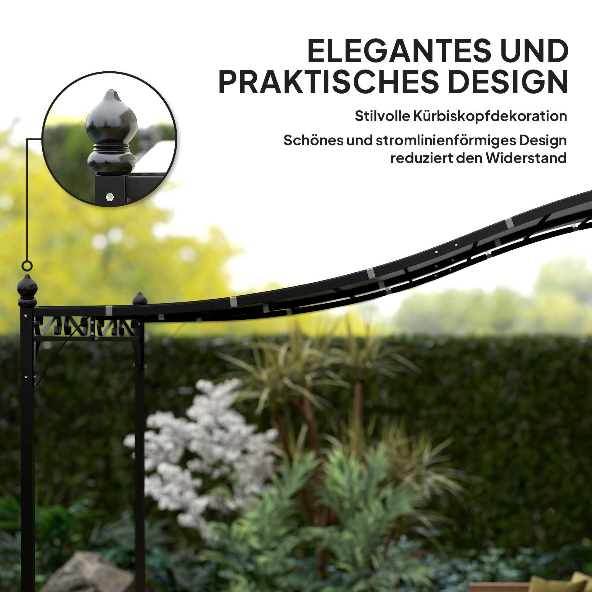 2,5 x 3 m Pergola, Wandmontierter Garten-Pavillon, wasserbeständig, Metallrahmen, Ablauflöcher, Schattendach, Dunkelgrau