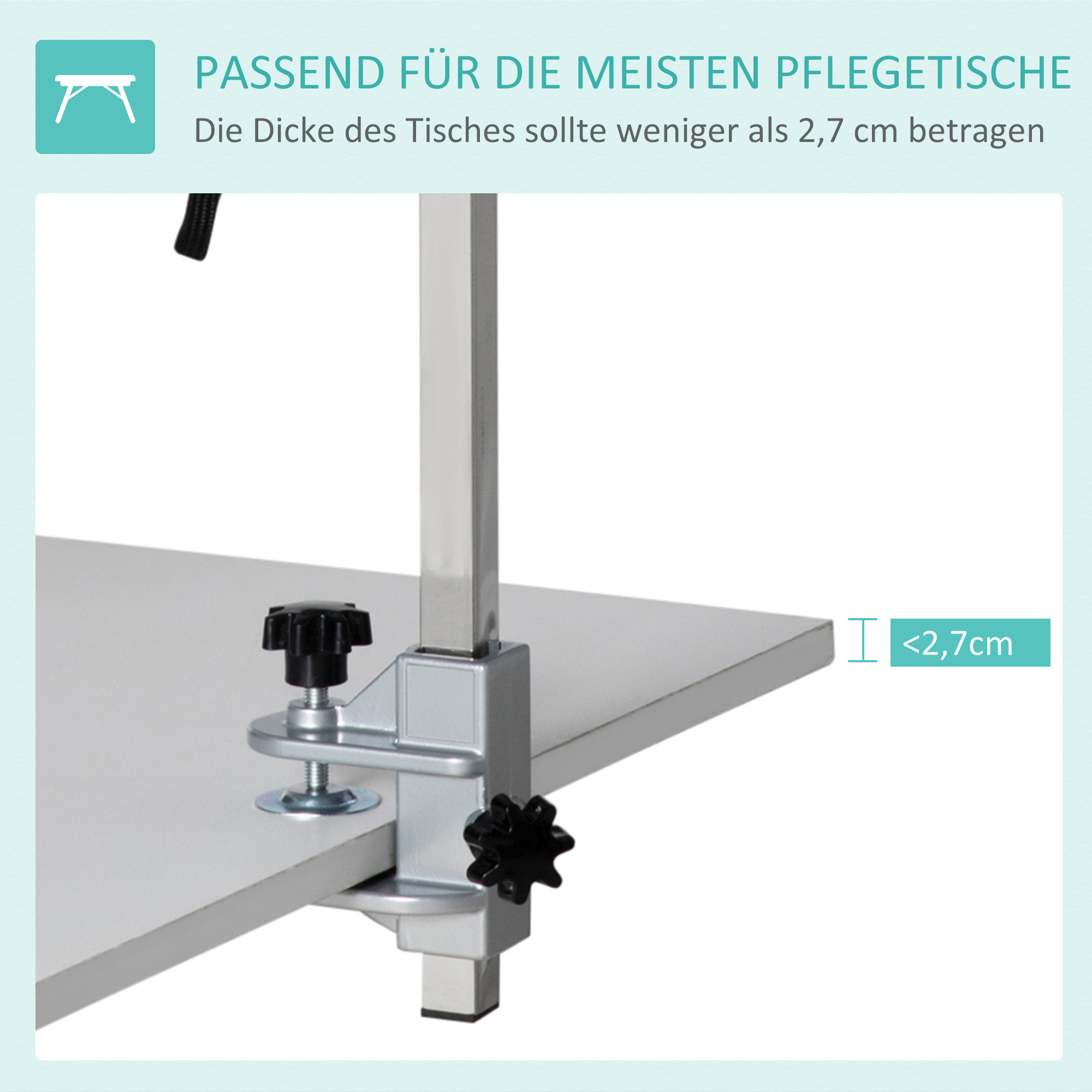 Haustierfrisiertisch Frisiertisch für Haustiere, höhenverstellbar, 36  x 8 x 74 cm, Silber