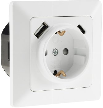 MILOS Schutzkontakt-Steckdose, matt weiß, 230V~/ 16A, Unterputz, USB-C / PD MILOS Schutzkontakt-Steckdose, matt weiß, 230V~/ 16A, Unterputz, USB-C / PD