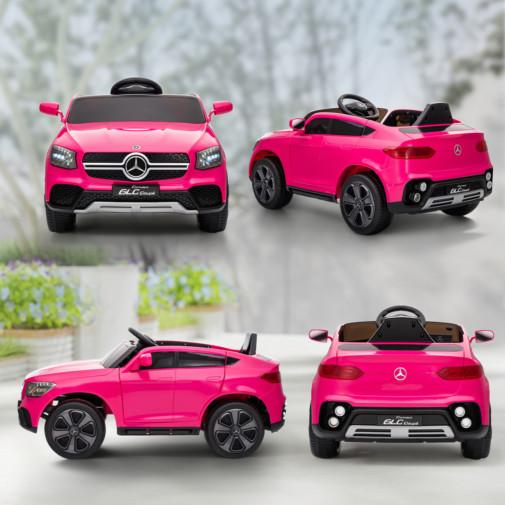 Elektroauto für Kinder, 12V Kinderauto mit Fernbedienung, LED-Lichter, Musik, 3 Geschwindigkeiten, 3-6 Jahre, Rosa