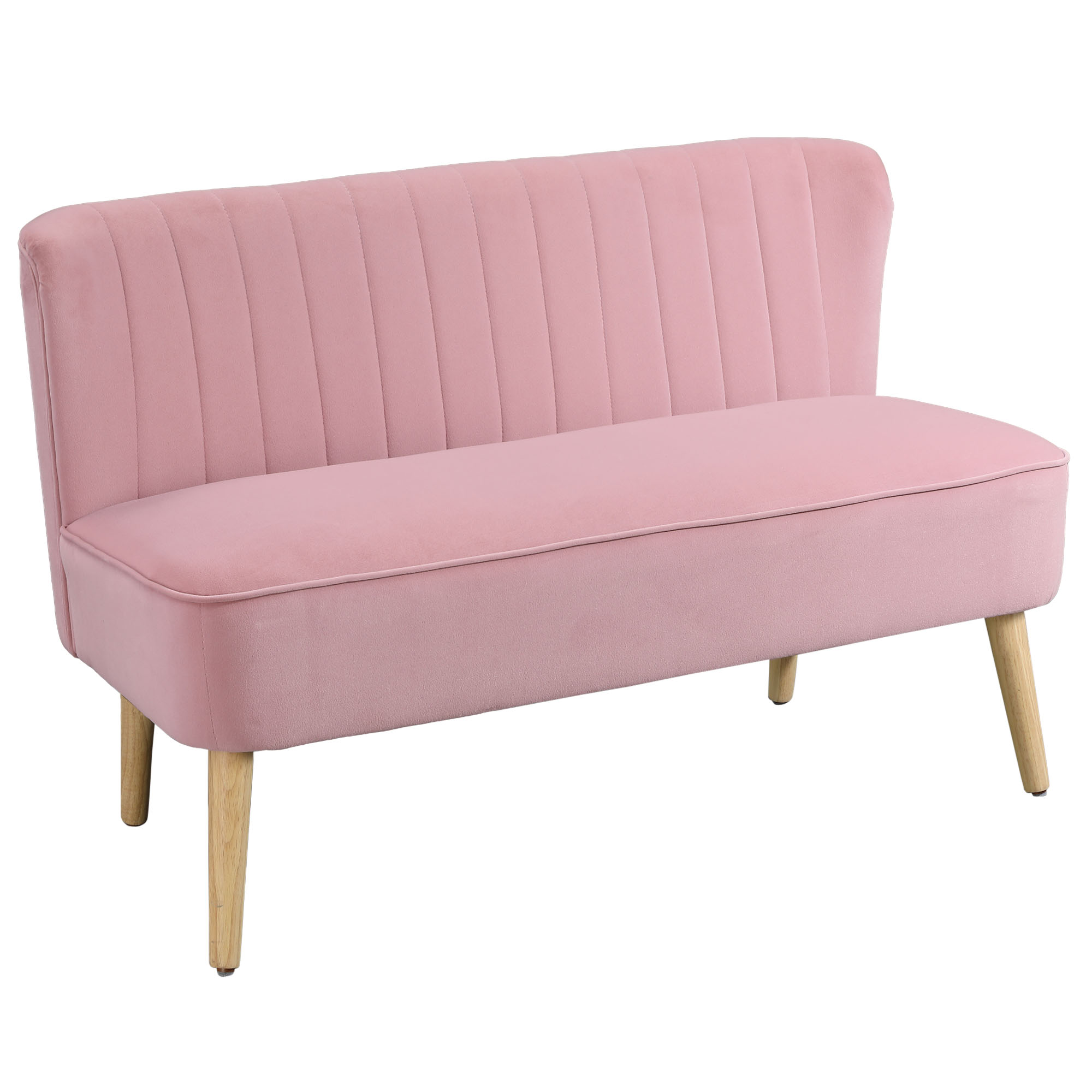 2-Sitzer Stoffsofa Polstersofa Doppelsofa Sitzmöbel Loungesofa Holz Samtartiges Polyster Schaumstoff Rosa 117 x 56,5 x 77 cm 2-Sitzer Stoffsofa Polstersofa Doppelsofa Sitzmöbel Loungesofa Holz Samtartiges Polyster Schaumstoff Rosa 117 x 56,5 x 77 cm