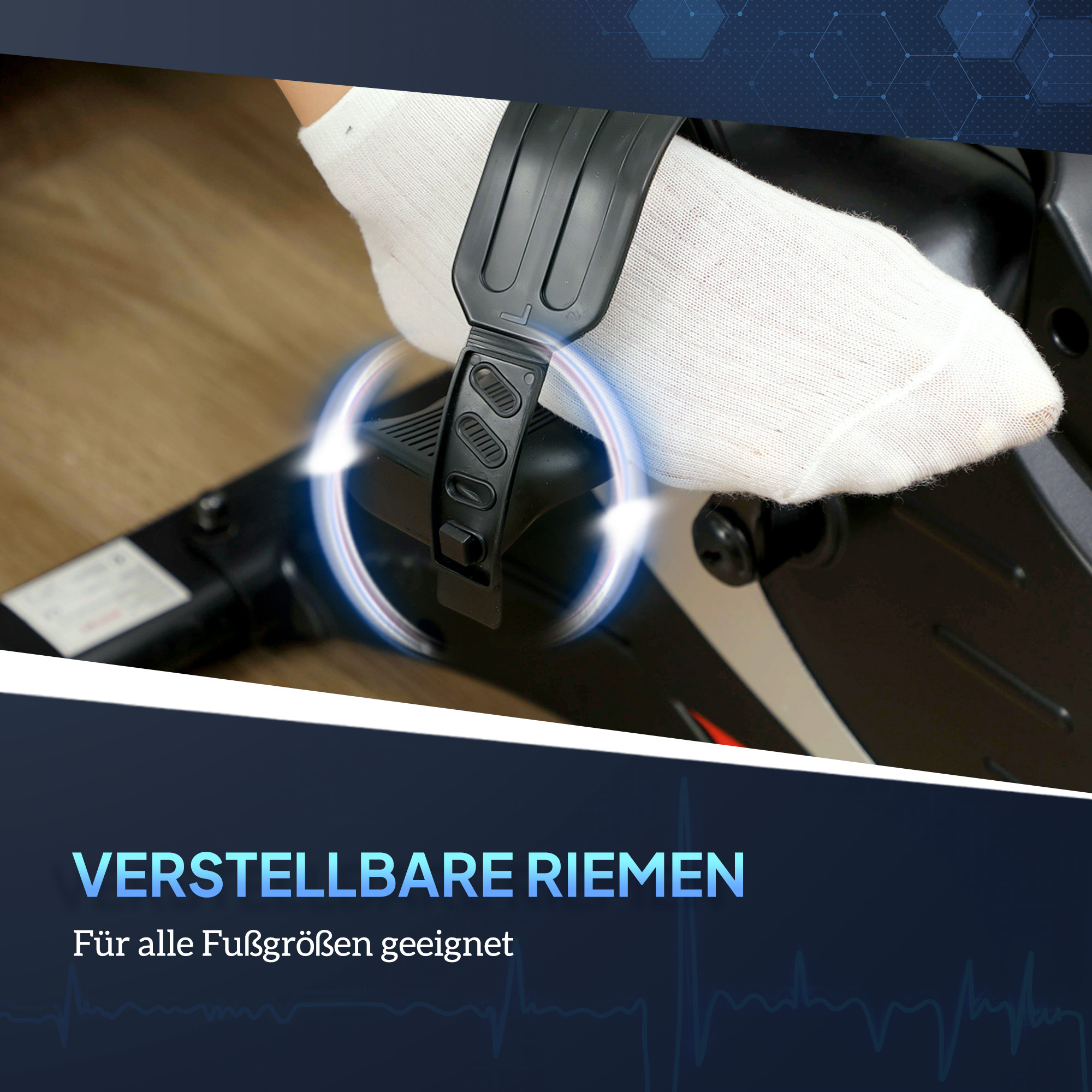 Mini-Trainingsrad, Fußpedaltrainer, Trainingsgerät mit 8 Widerstandsstufen, LCD-Display, Metall, Kunststoff, Schwarz