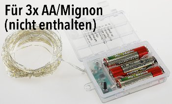 LED Batterie-Lichterkette "SilverWire80", 80 micro LEDs, 8m, warmweiß, IP44
