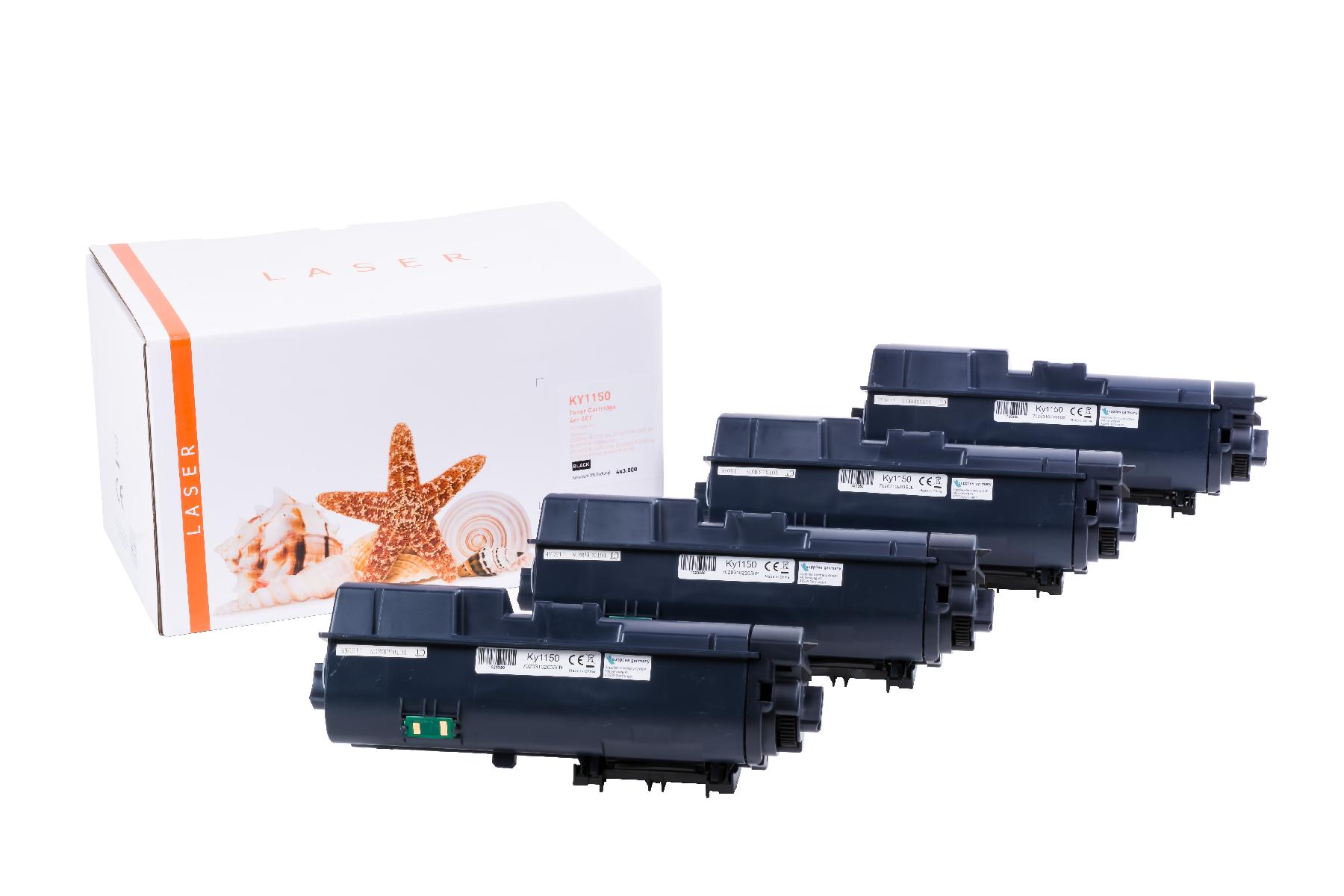4er Set  TK1150 alternativ Toner schwarz für Kyocera / TK1150 / 4x3.000 Seiten