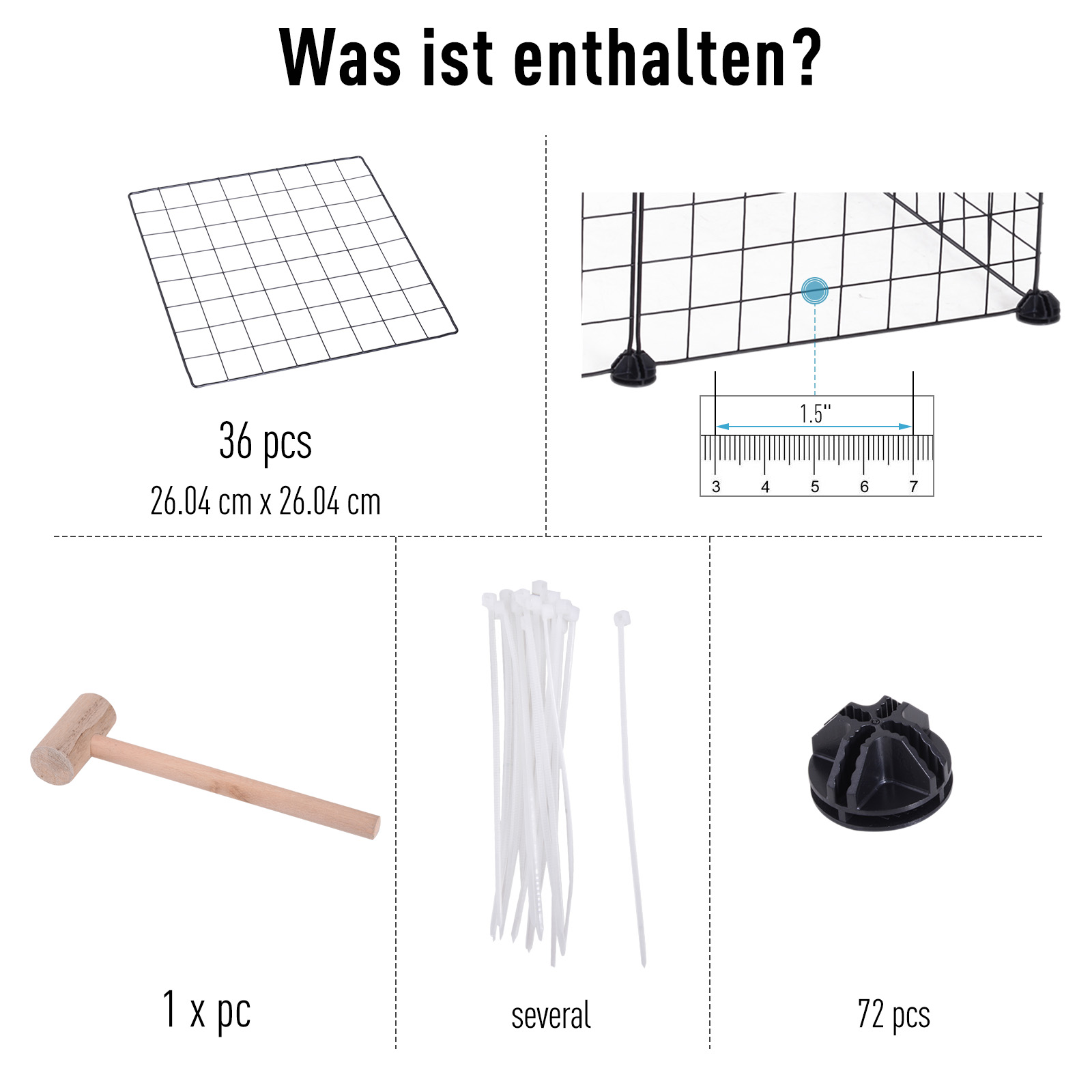 Freigehege Laufgitter DIY Welpenlaufstall Gittergehege für Kleintier aus Metallgitter Absperrgitter Kleine Haustiere Laufstall für Innen 36 Platten Schwarz 146 x 73 x 73 cm