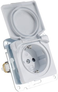 DELPHI Schutzkontakt-Steckdose IP40, 250V~/ 16A, mit Deckel, UP, weiß DELPHI Schutzkontakt-Steckdose IP40, 250V~/ 16A, mit Deckel, UP, weiß