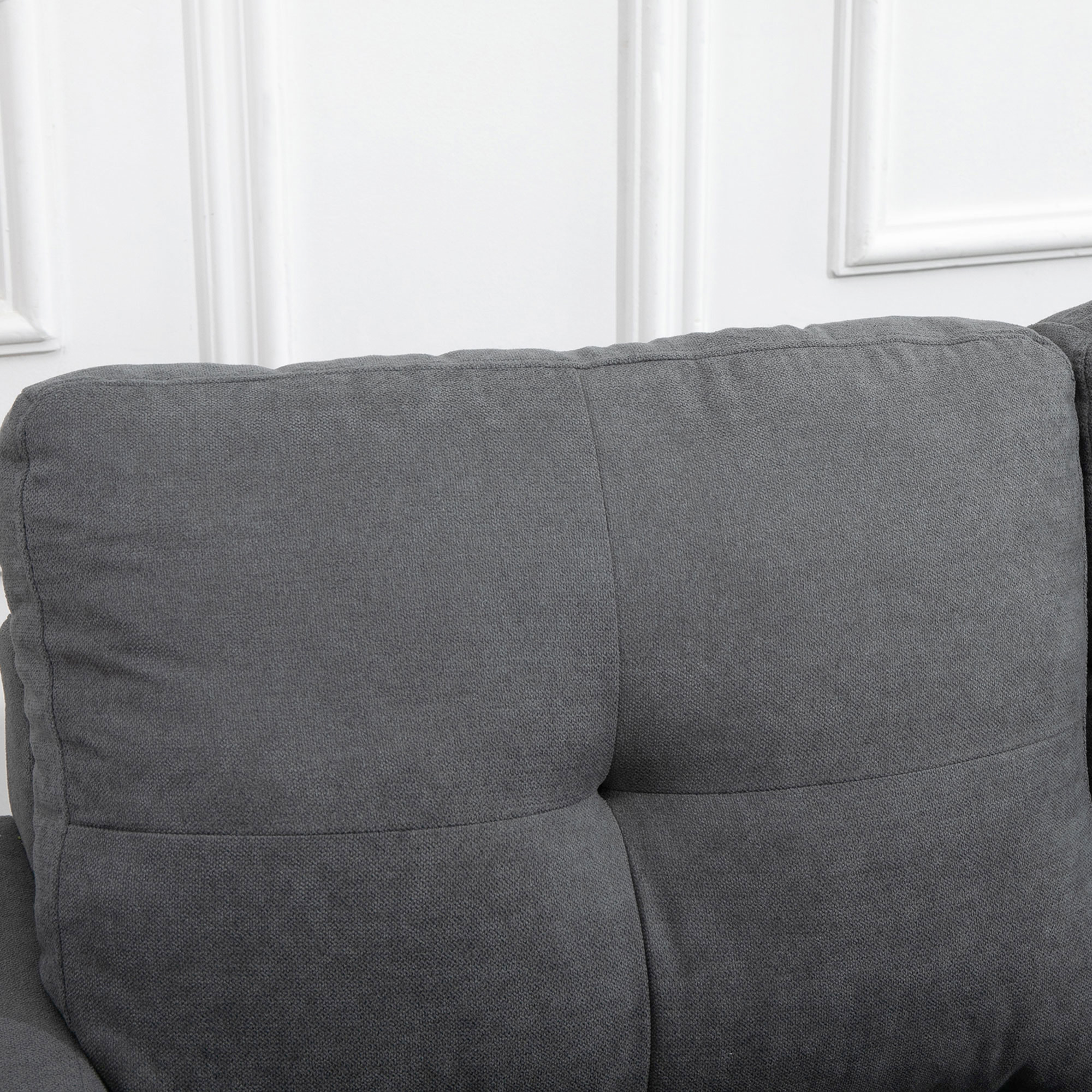 Ecksofa im Skandidesign, mit Knopfheftung, Massivholz, Leinenoptik, Grau