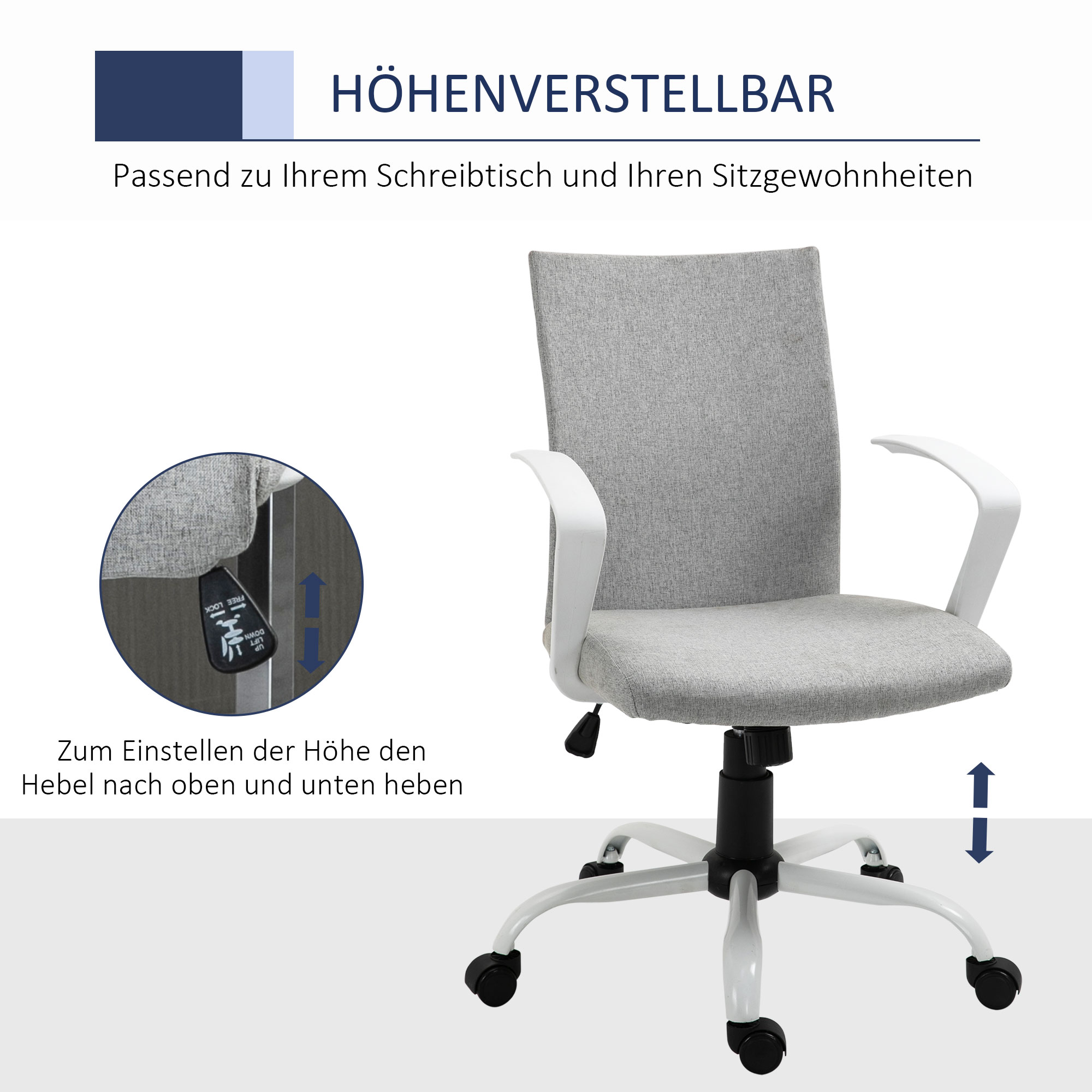 Bürostuhl Drehstuhl höhenverstellbarer Home-Office-Stuhl Schaumstoff Nylon
