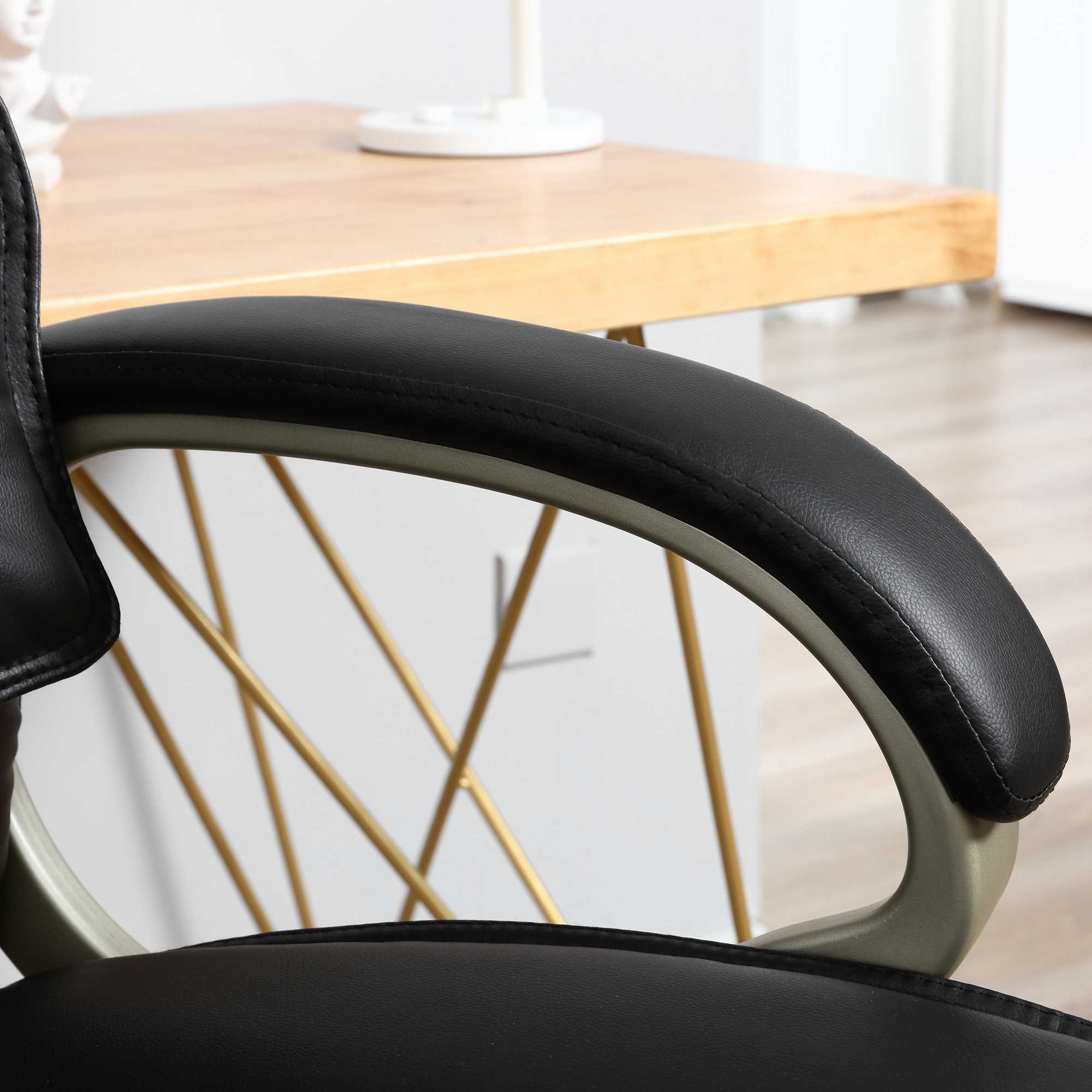Bürosessel Chefsessel mit Wippfunktion Bürostuhl Schreibtischstuhl Ergonomischer Drehstuhl Sportsitz Hoher Rückenlehne Schwarz Kunsterleder Metall 70 x 58 x 114-124 cm