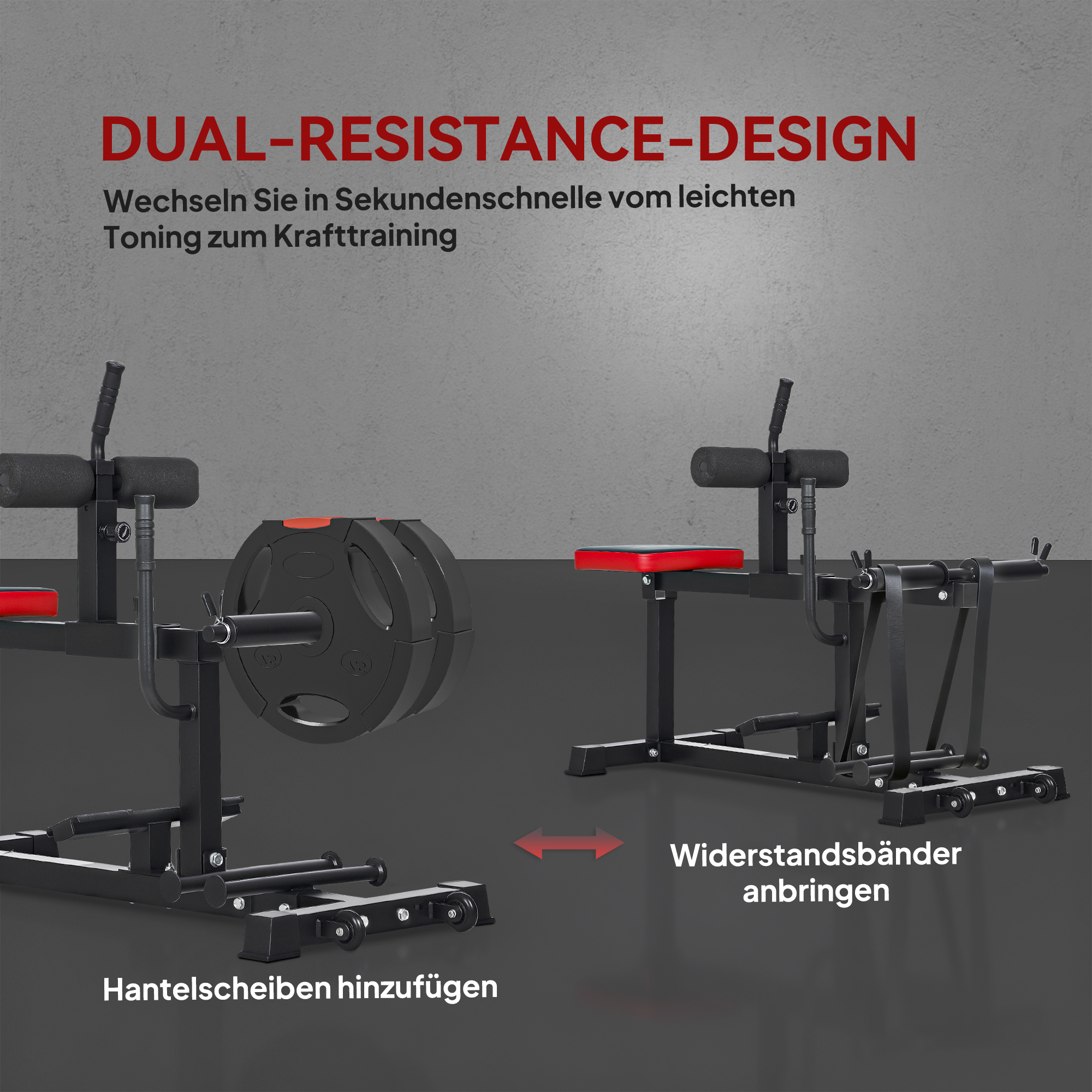 Beintrainings-Bank, Wadenhebemaschine, mit Rädern, Sportequipment für Fitness-Übungen zuhause, Stahl, Schwarz