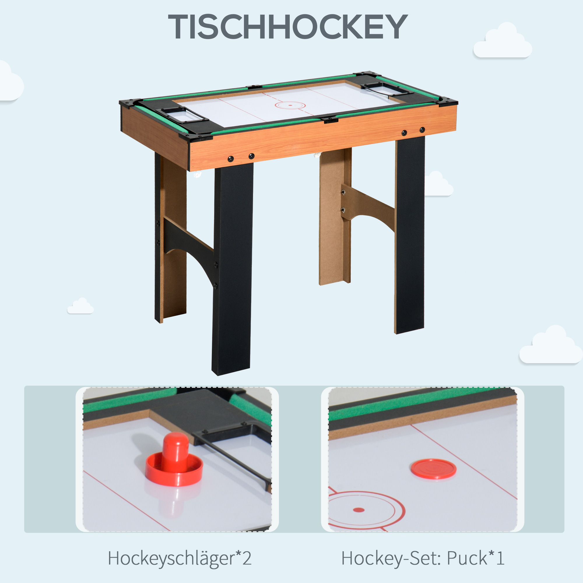 2-in-1 Tischkicker, Multispieltisch 4 in 1, kompakt, inkl, Spielaccessoires, 92 x 78 x 80 cm