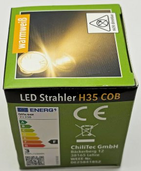 LED Strahler MR16 "H35 COB", 1 COB, 3000k, 300lm, 12V/3W, warmweiß