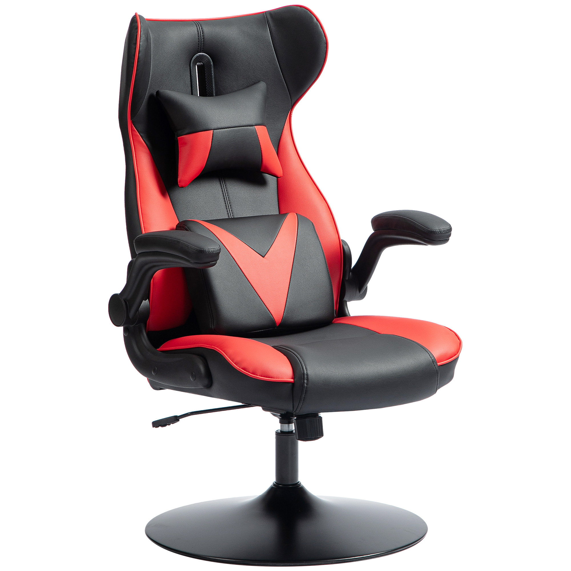 Gaming-Stuhl mit Schaukelfunktion, Drehstuhl, höhenverstellbar, gepolsterter Sitz, Metall, 67 x 71 x 112 cm, Rot