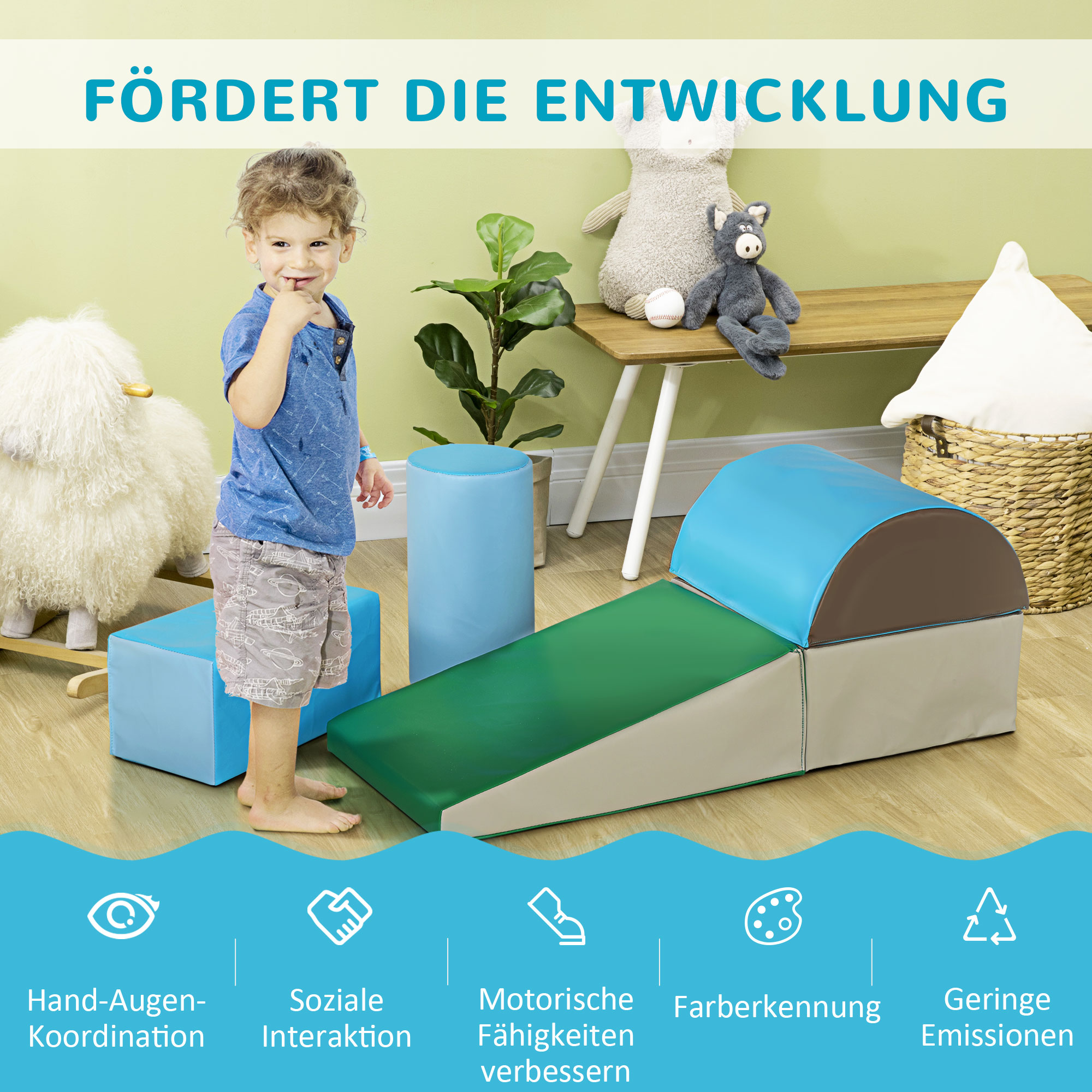 5 TLG. Schaumstoff Bausteine Kinder Softbausteine klettern Bauklötze Weiche Schaumstoffbausteine Riesenbausteine Schaumstoffblöcke Bausteinset Spielbausteine für Baby & Kleinkinder Mehrfarbig