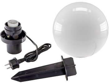 Garten Kugelleuchte Erdspieß "CT-GL20cm", IP44, 230V, 1,5m Kabel, E27 Fassung