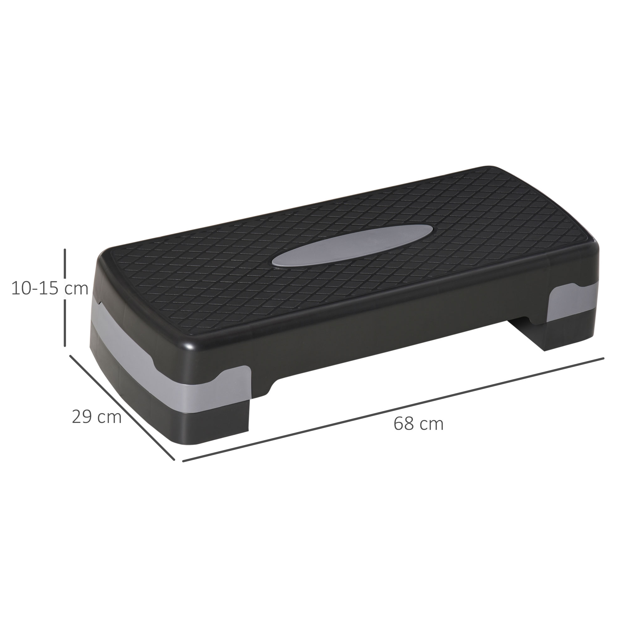 Steppbrett Aerobic Stepper 2-Stufig Höhenverstellbar 10-15cm, Rutschfest Fitness Stepper, Mini Steppbrett für Zuhause Heim Büro, Schwarz+Grau