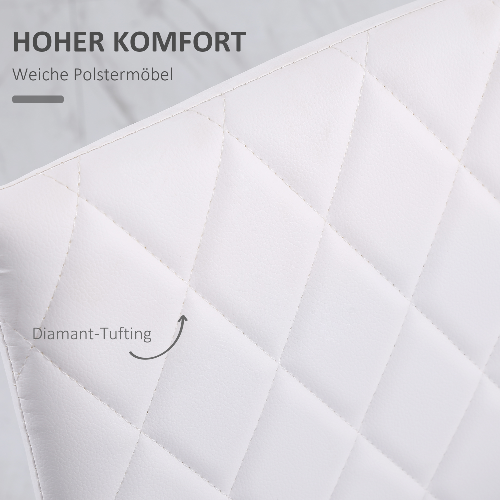 Esszimmerstühle im 4er-Set, Küchenstuhl mit Rückenlehne, Kunstleder, Wohnzimmerstuhl mit Fußpolster, Stühle, Polsterstuhl mit Metallbeinen für Esstisch, Weiß
