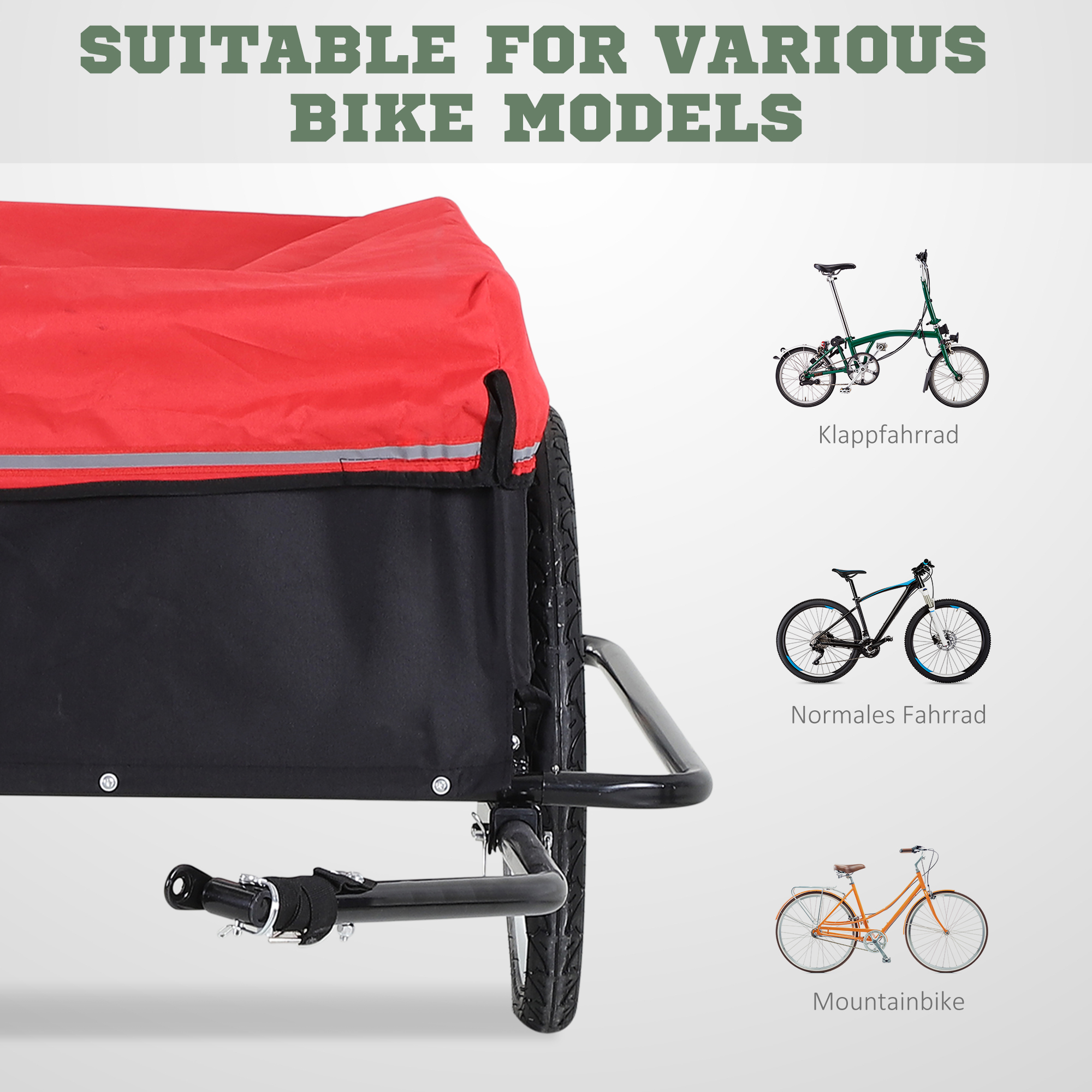 Fahrradanhänger Klappbar Lastenanhänger mit Kupplung,Transportwagen bis 40 kg belastbar, Transportanhänger Anhänger für Fahrrad Handwagen 140 x 88 x 60 cm