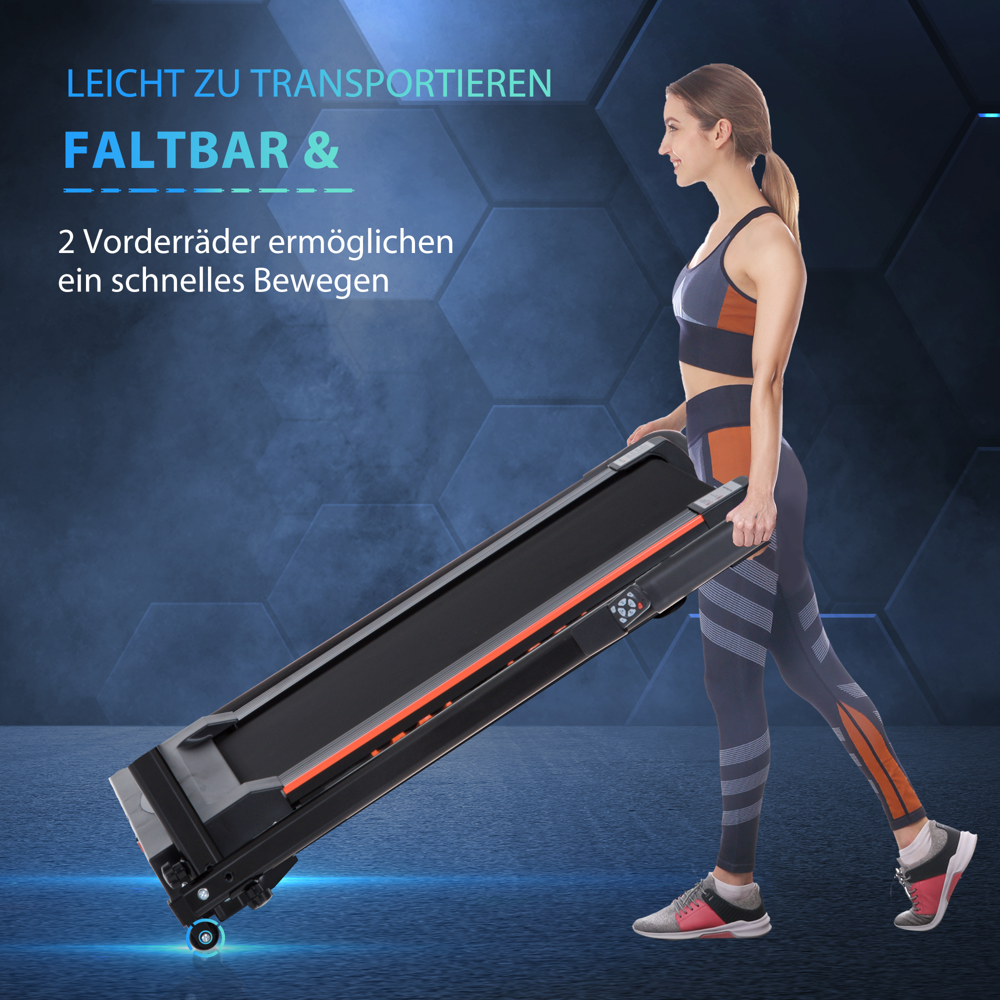 Elektrisches Laufband für Zuhause mit LCD Display, Faltbares Fitnessgerät, 1-6 Km/h, Stahl, Schwarz, 105 x 56 x 108,5 cm