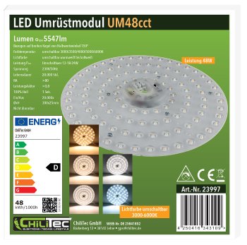 LED Umrüstmodul "UM48cct" für Leuchten, Ø 30cm, 48W, Magnethalter