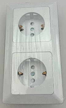 MILOS Set 2 Steckdosen + 2-fach Rahmen, 250V~/ 16A, Steckanschluss, Matt-weiß