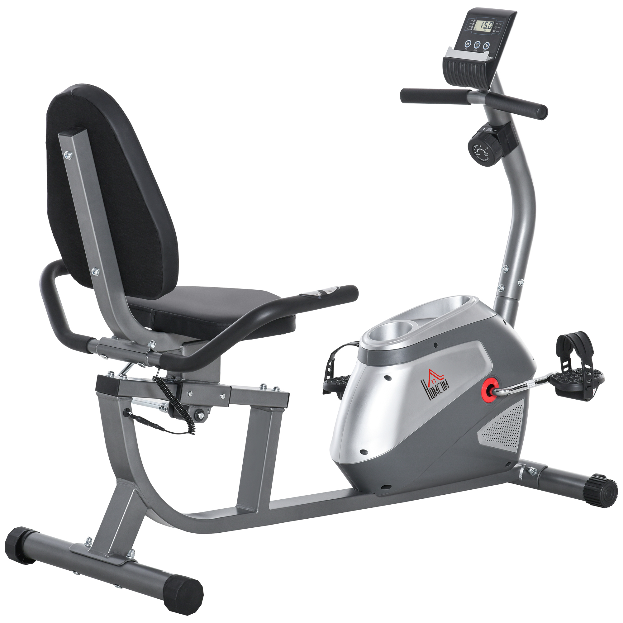 Liegeergometer mit LCD-Anzeige 8 stufig einstellbarem Magnetwiderstand Liegeheimtrainer mit Herzfrequenzsensoren, verstellbarer Rückenlehne, Nutzergewicht bis 110 kg für zu Hause Gym