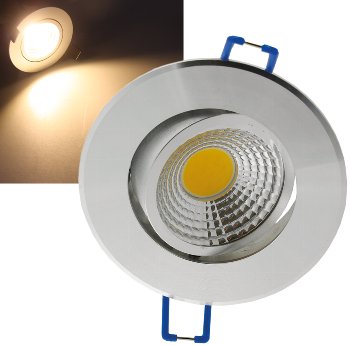 LED-Einbauleuchte "COB-3", 3W, 250lm, ALU, 3000K, 95°, Ø85xT47mm, Rahmen chrom LED-Einbauleuchte "COB-5", 5W, 420lm, ALU, 3000K, 75°, Ø85xT47mm, Rahmen chrom