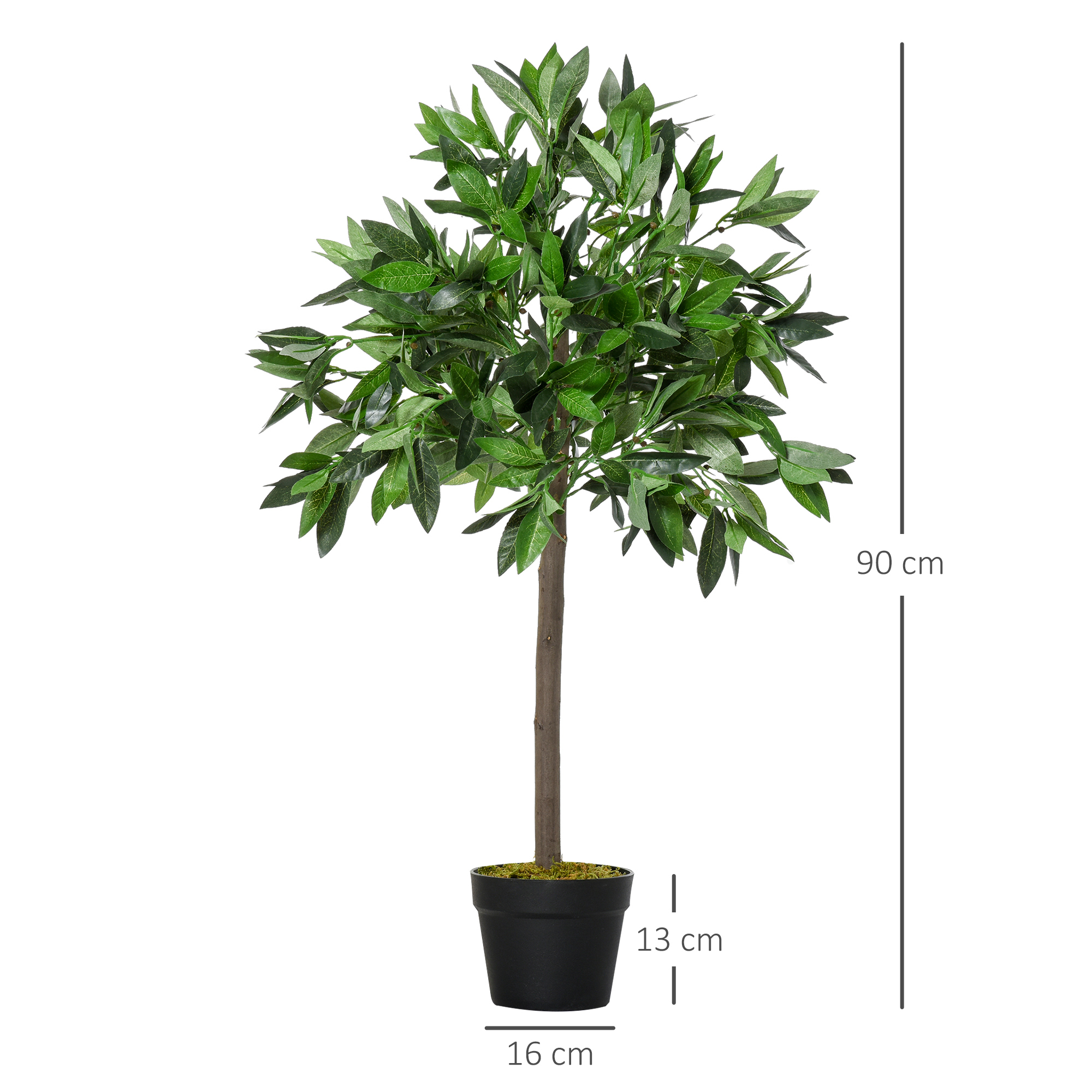 2er-Set künstlicher Lorbeerbaum, 90 cm, Kunstpflanzen im Zementtopf, Kunststoff-Pflanzen für drinnen und draußen, Grün
