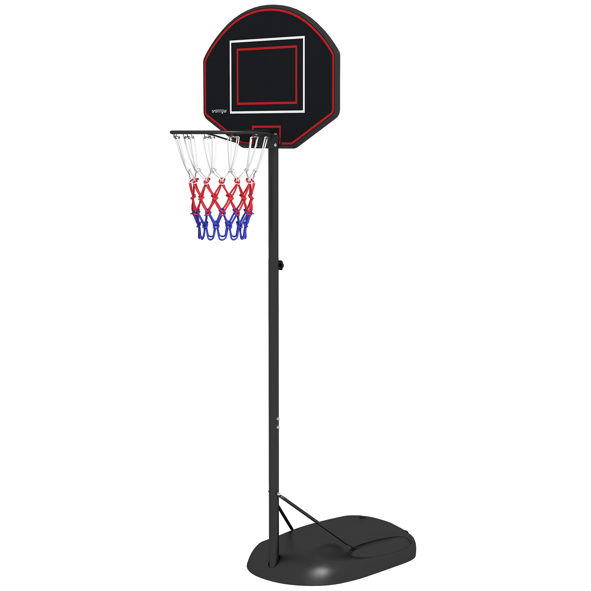 Basketballständer, höhenverstellbar, robust, 1,7-2,3 m Korbhöhe, Stahlrahmen, Schwarz