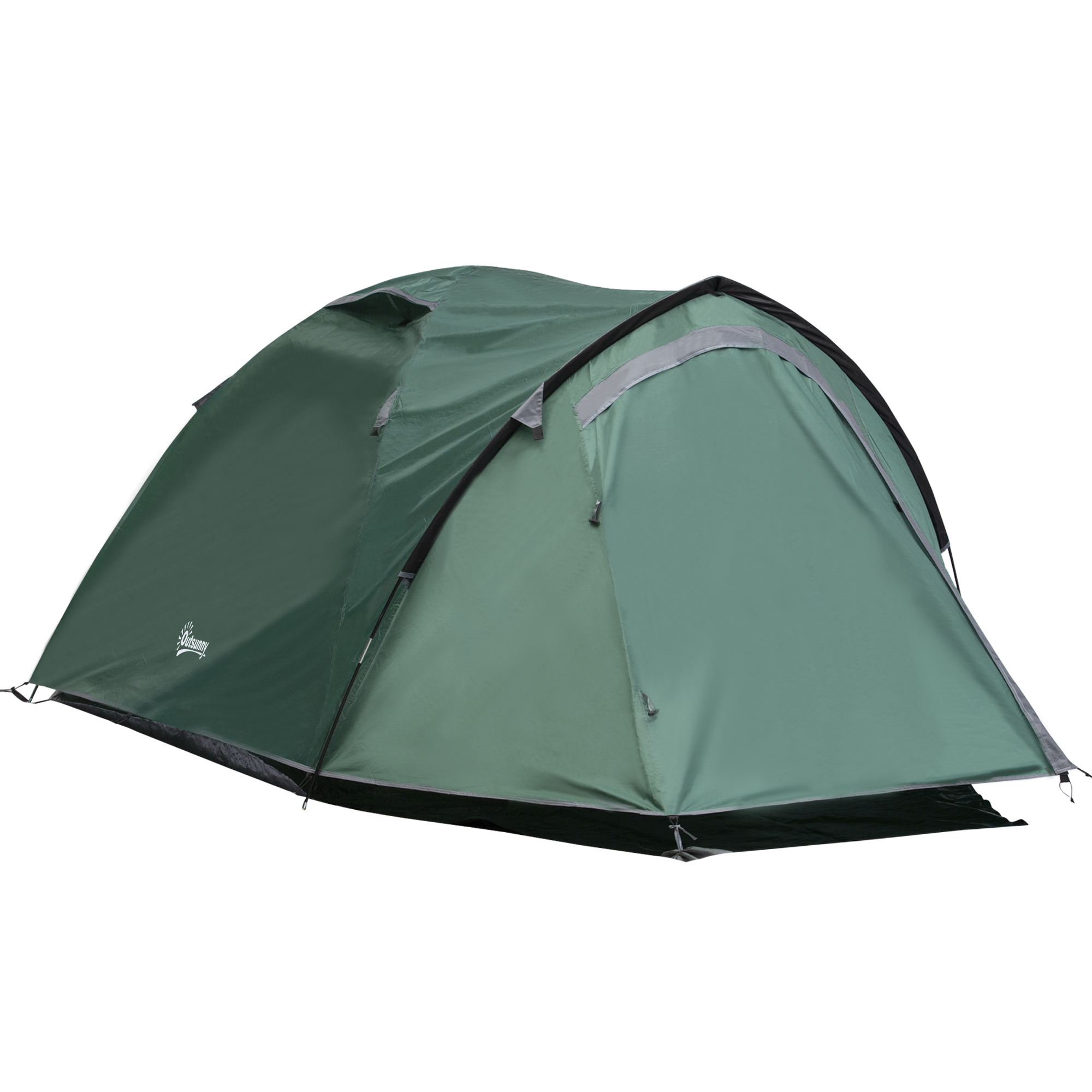 2-Personen-Campingzelt, Netzöffnungen, Lampenhaken, Tragetasche, Grau+Gelb
