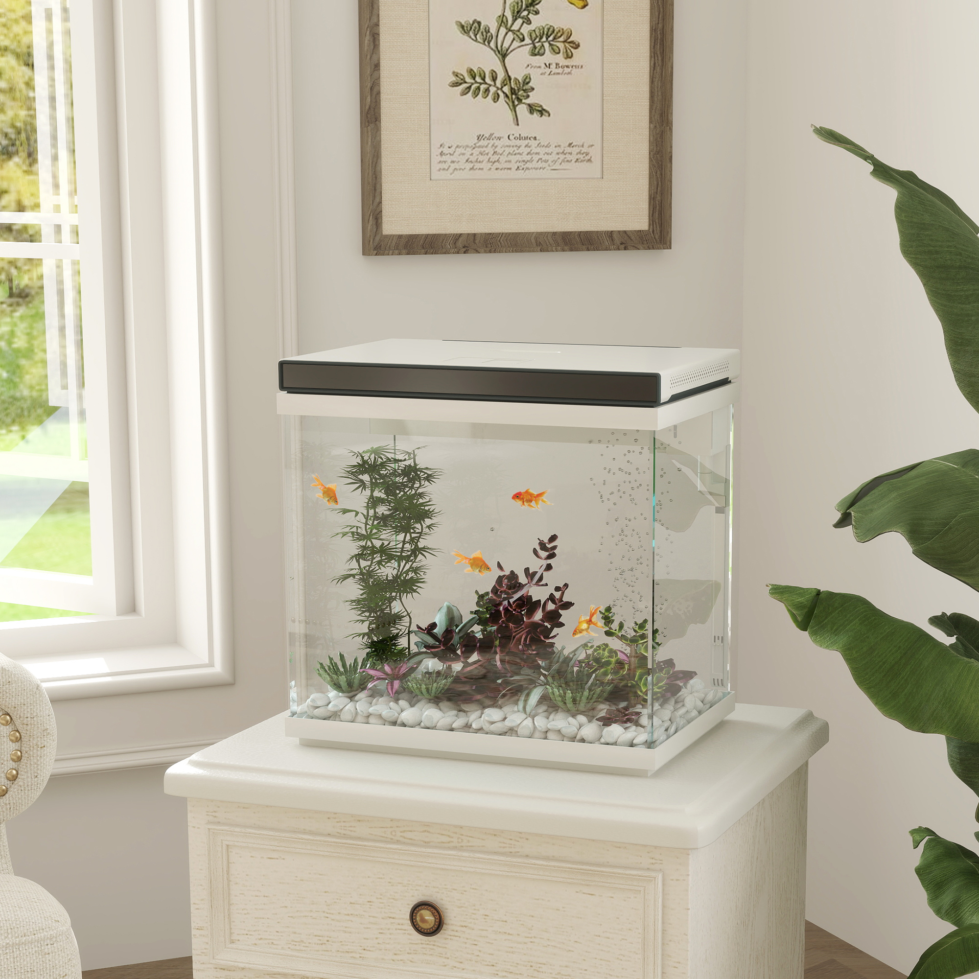 26 Liter Aquarium mit Filter, LED-Beleuchtung, Wasserpumpe, für verschiedene Fischarten, ca, 38 x 26 x 38 cm