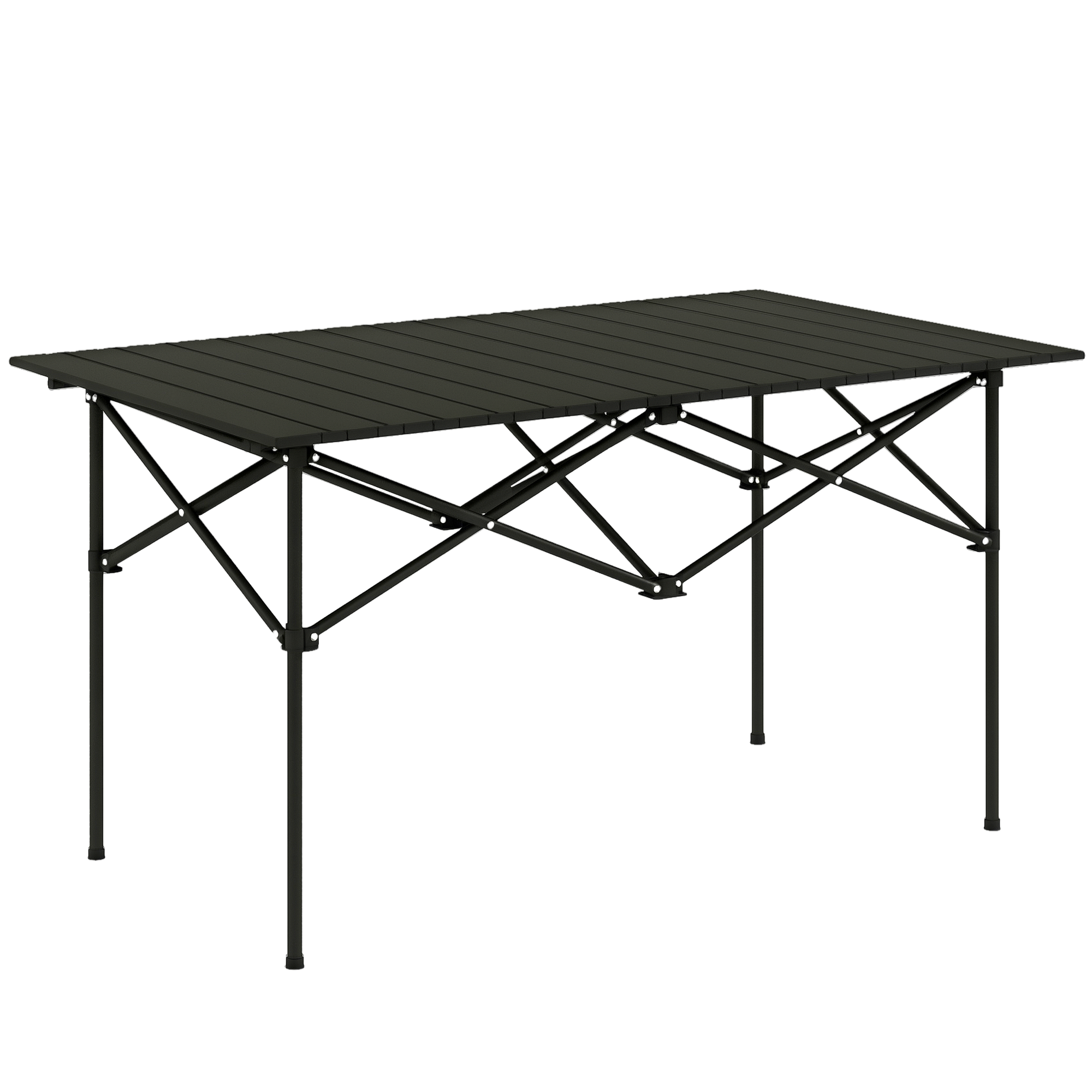 Campingtisch Klapptisch mit Aufrollbare Tischplatte Gartentisch aus Aluminium 2 Personen 95 x 55cm Schwarz