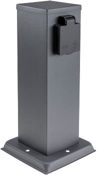 Steckdosensäule 2-fach, IP44, Anthrazit, 250V~/ 16A, 13x13x27cm